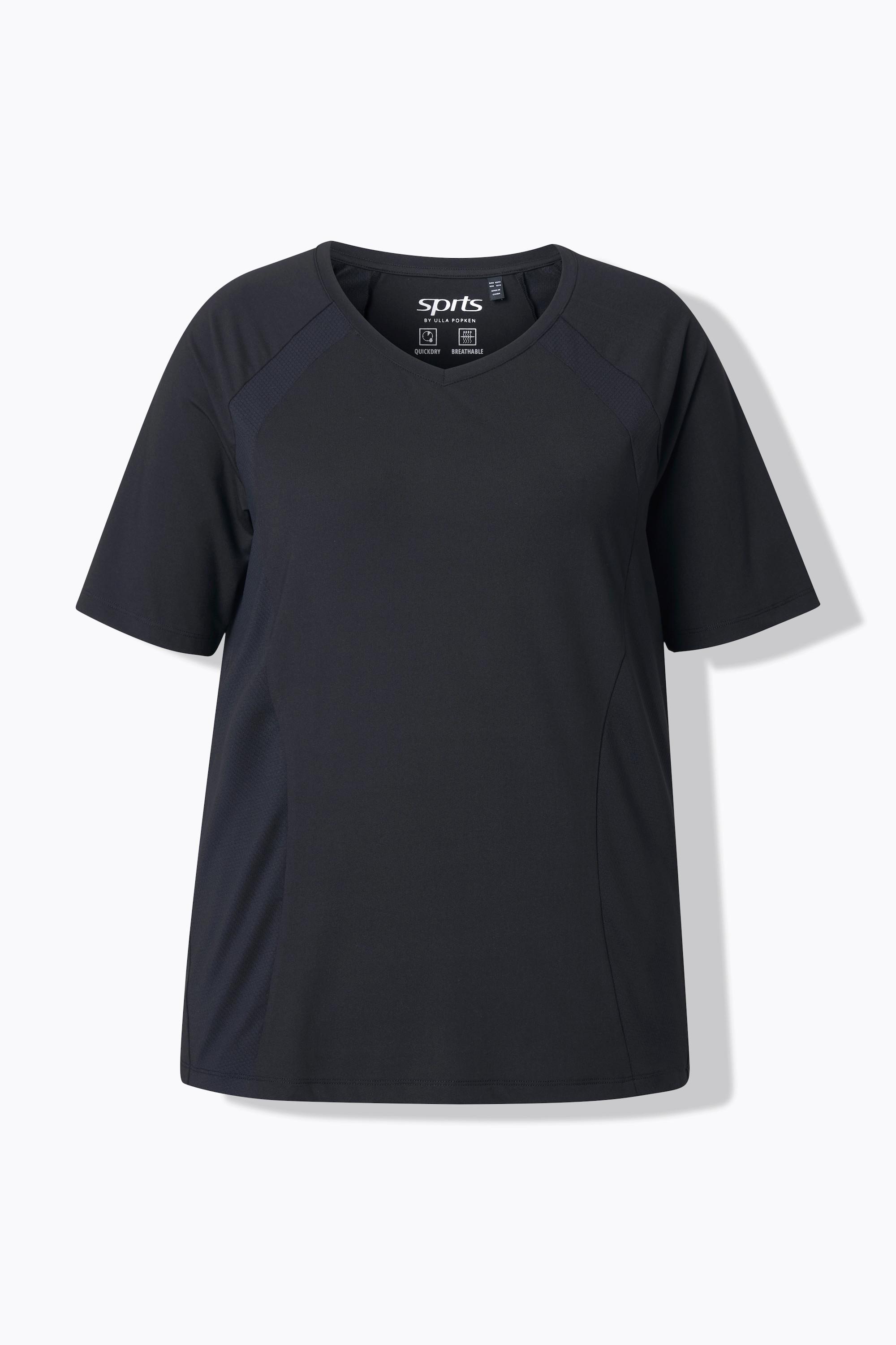Ulla Popken Schnell trocknendes V-Ausschnitt Halbarm Funktionsshirt