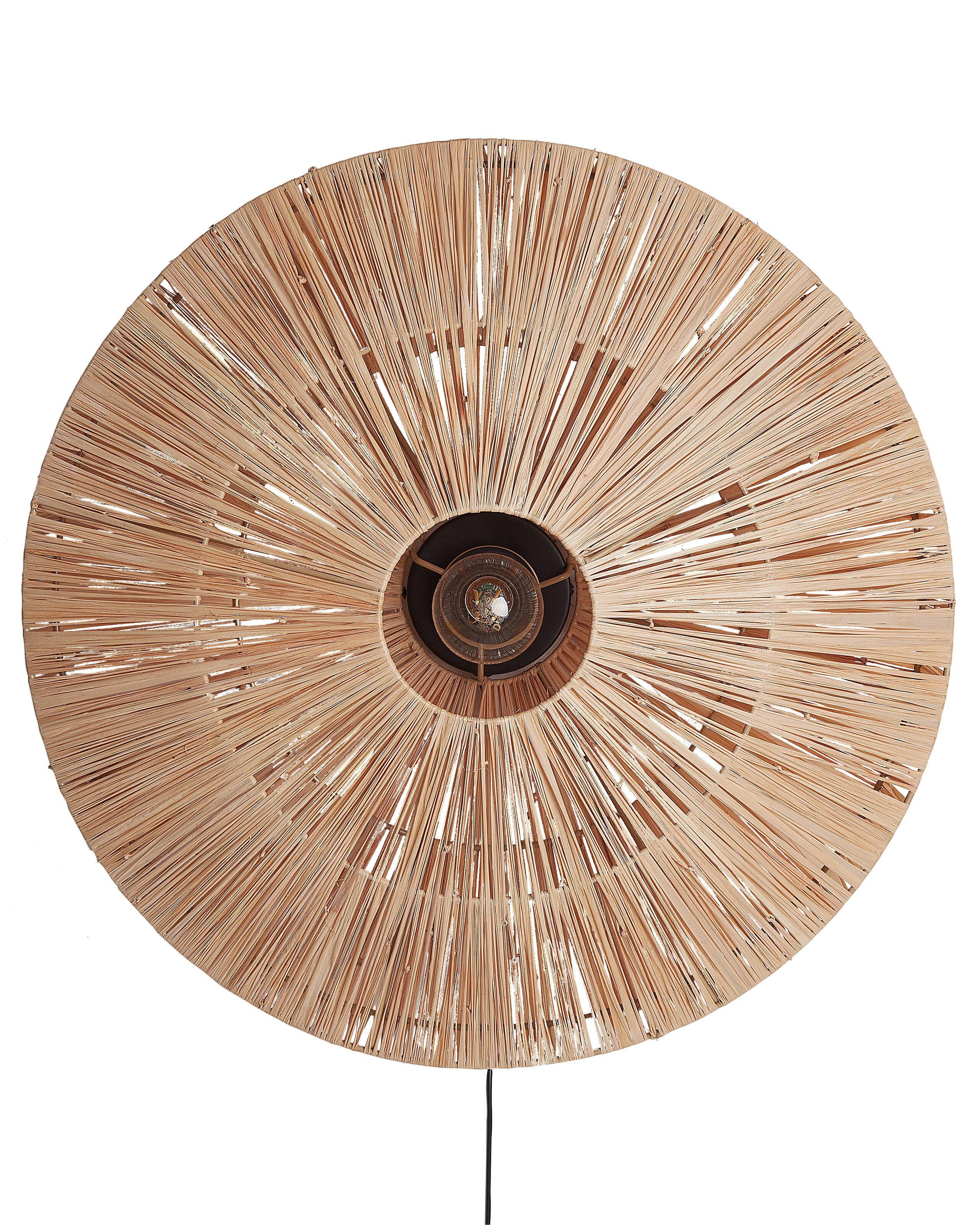 Beliani Wandlampe aus Stroh Boho LUMUT