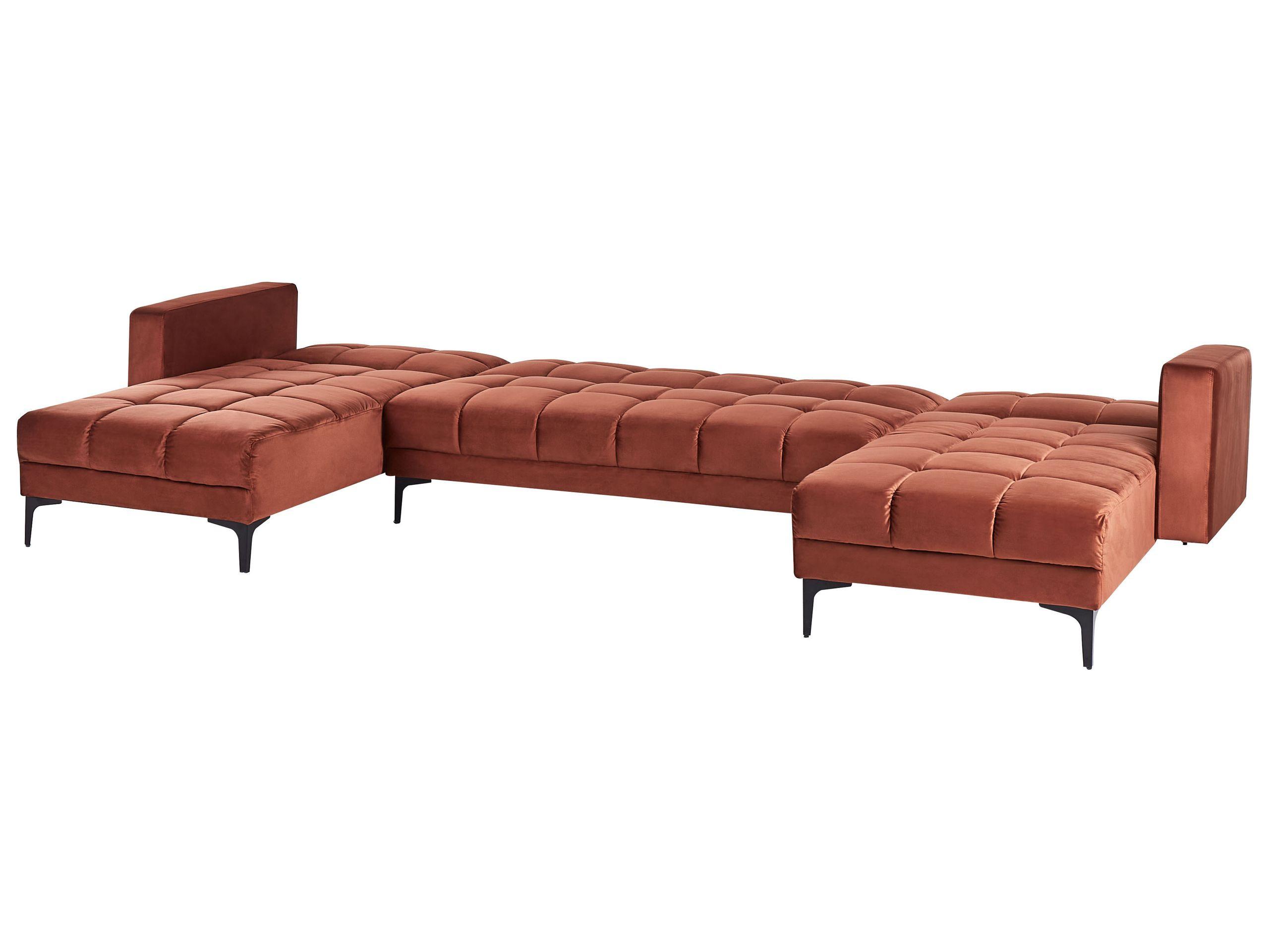 Beliani U-förmiges Sofa aus Samtstoff Minimalistisch ALNES