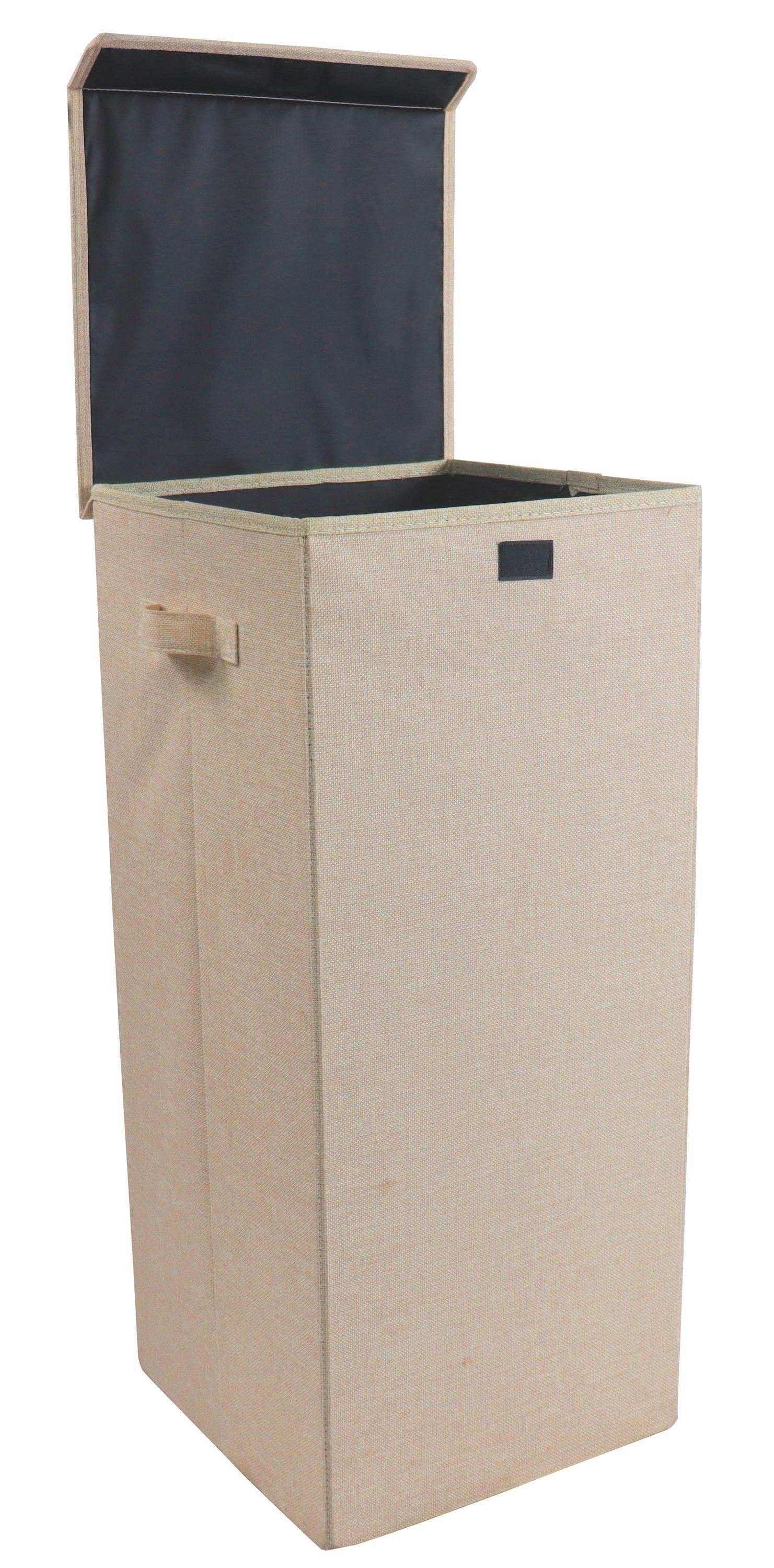 VCM Wäschekorb Stoff Wäschebox Wäschetruhe Wäschesammler Stoffbox Deckel Dreso L