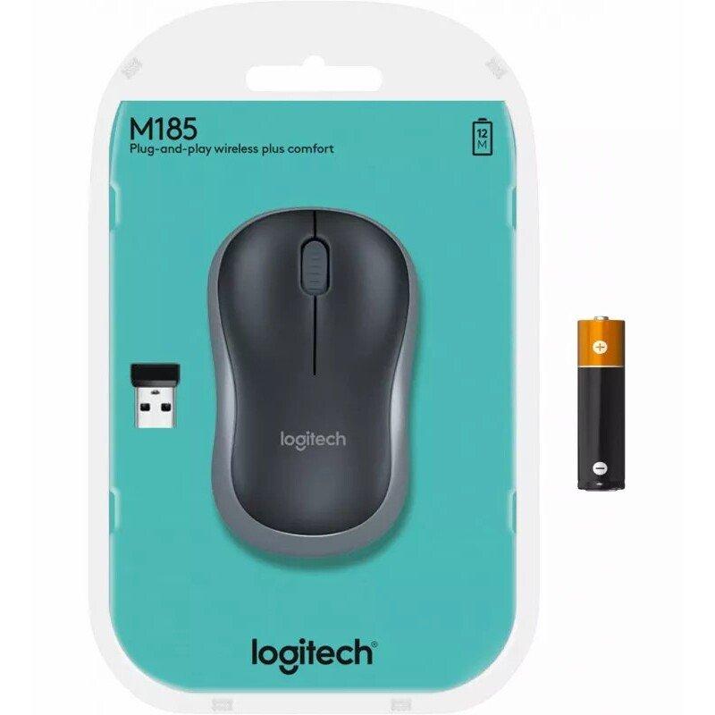Logitech M185 - Maus - optisch - kabellos - 2.4 GHz - kabelloser Empfänger (USB) - Grau