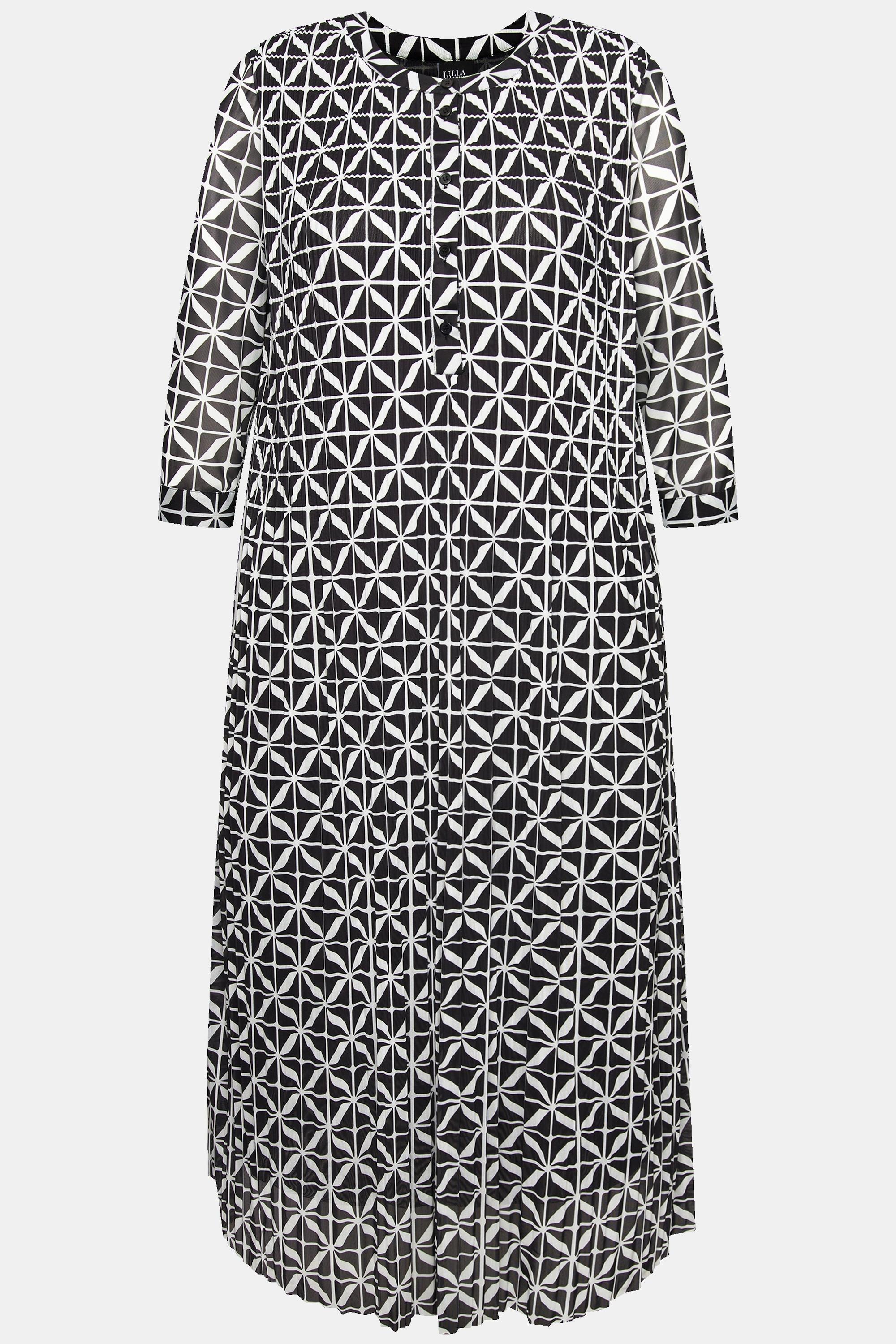 Ulla Popken Mesh Maxikleid doppellagig Rundhals 3/4-Arm