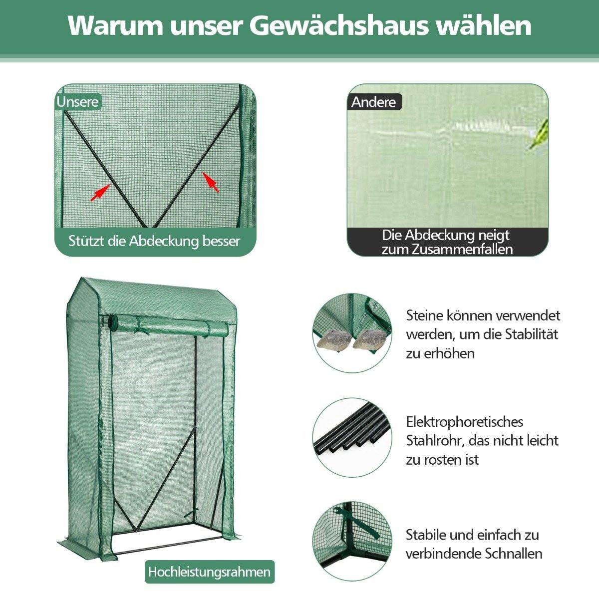 Northix Gartengewächshaus Begehbares Gartengewächshaus Grün