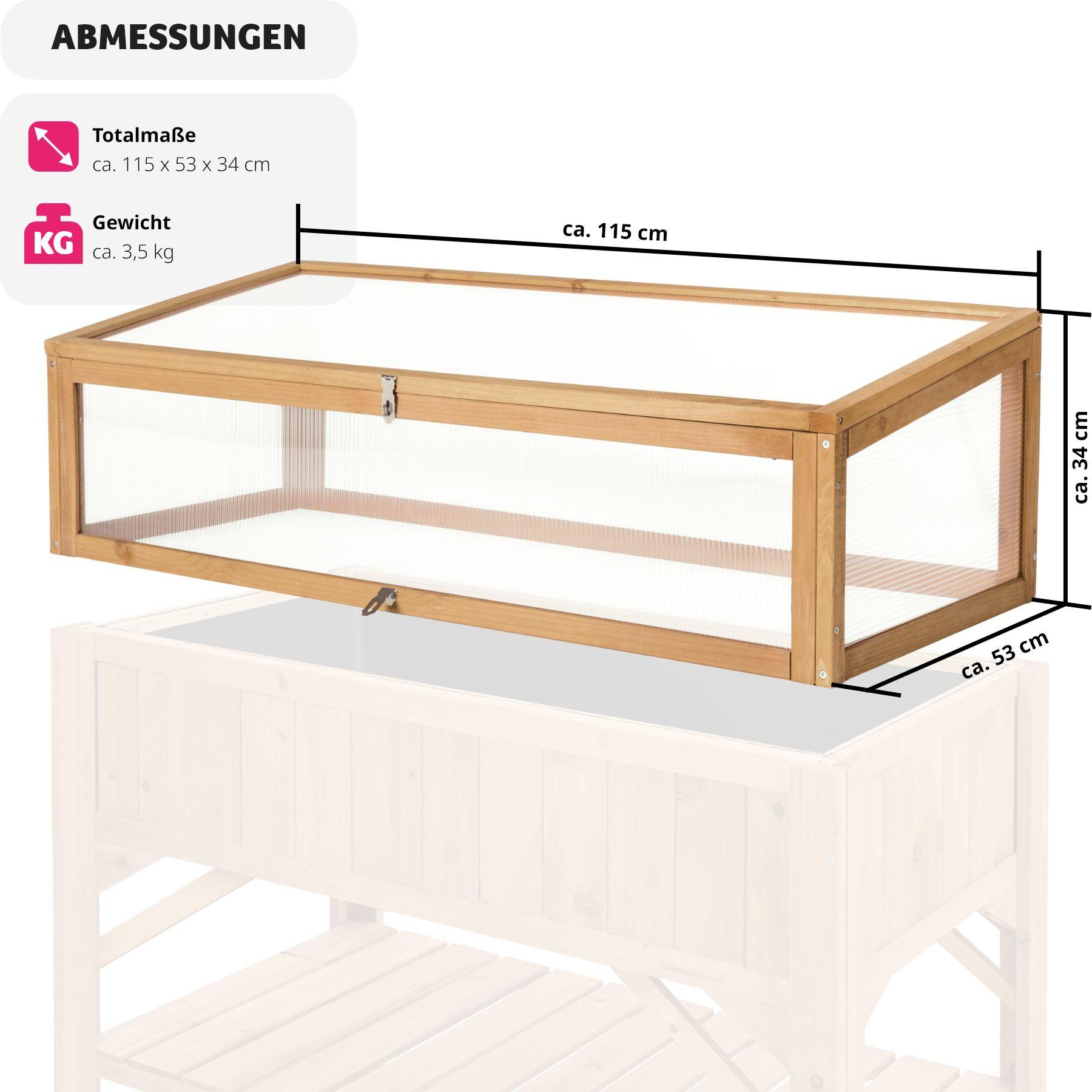 Tectake Frühbeet-Aufsatz für Hochbeet 115x53x34cm