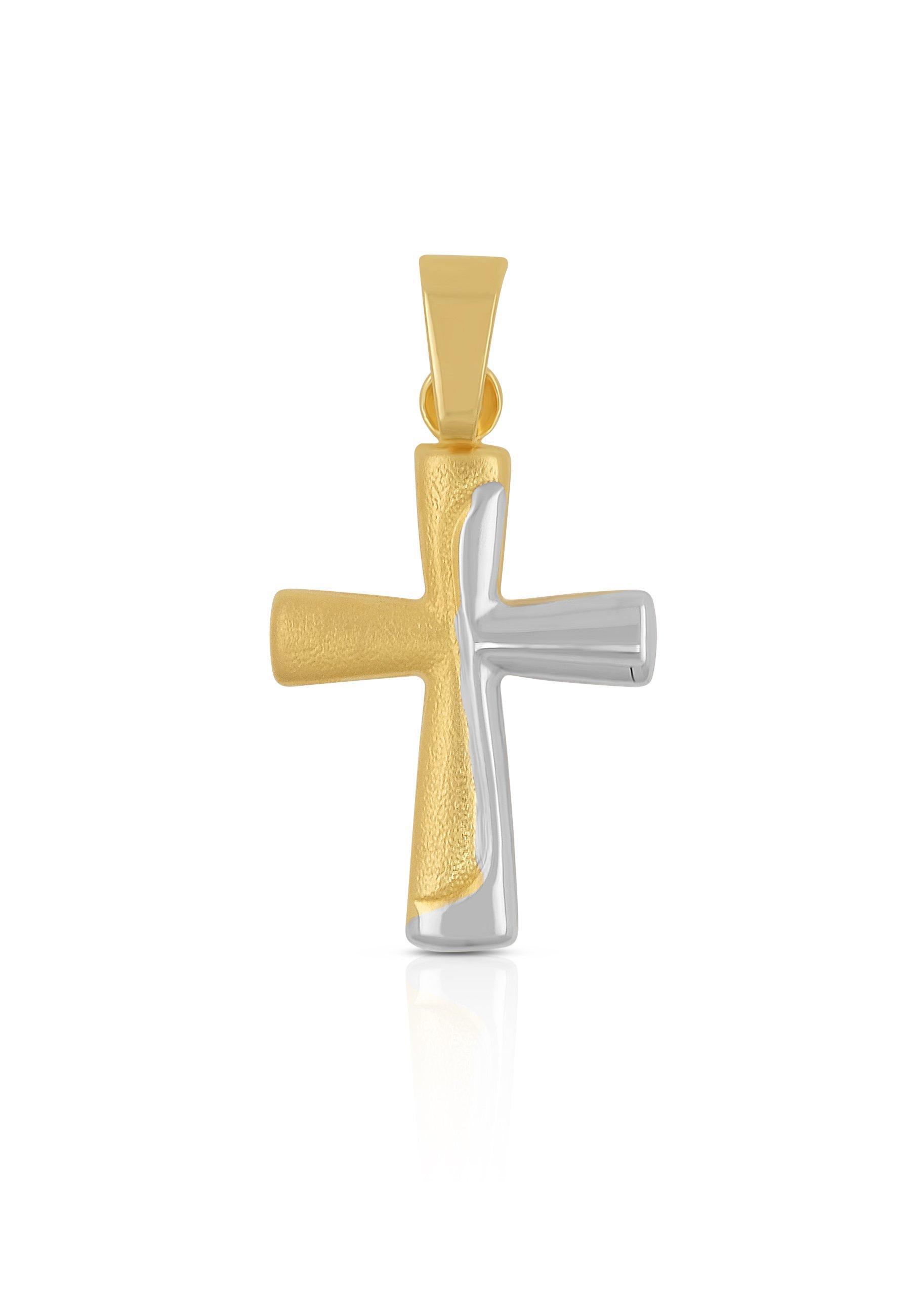 MUAU Schmuck Anhänger Kreuz Gelbgold 750, 23x13mm