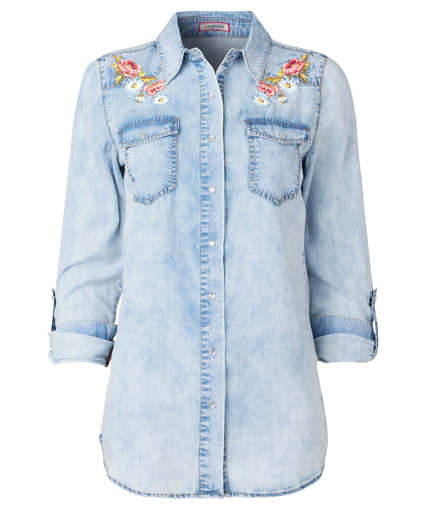 Joe Browns Denim-Hemd mit Gänseblümchen-Stickerei