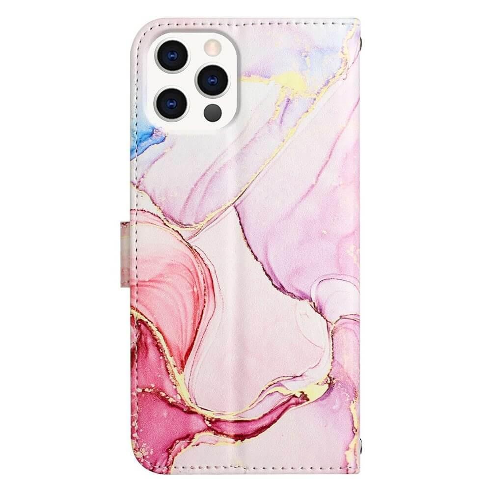 Cover-Discount iPhone 14 Pro Max - Leder Hülle Pink Marble