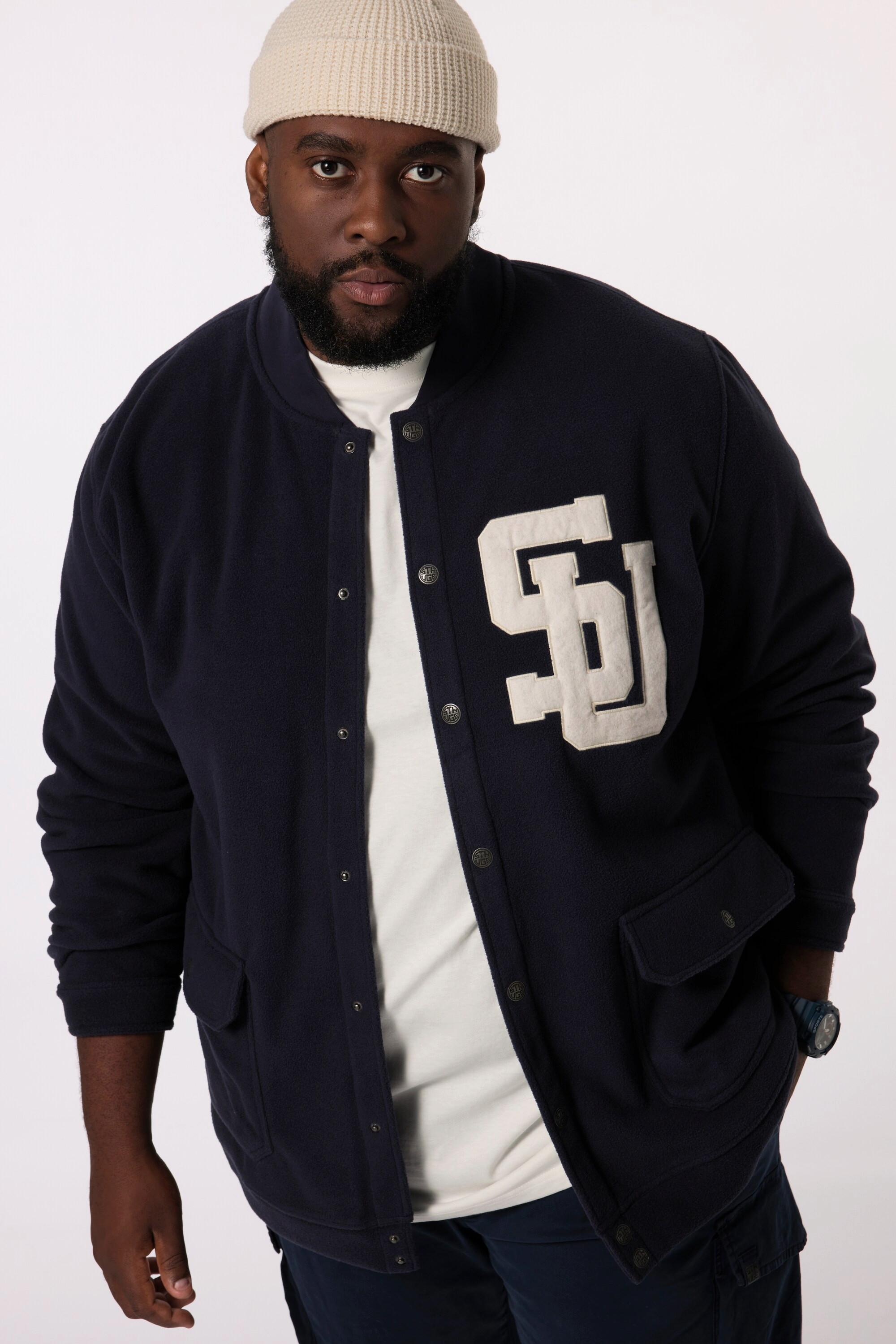 Sthuge Fleecejacke, Collegekragen, Bouclé-Badge