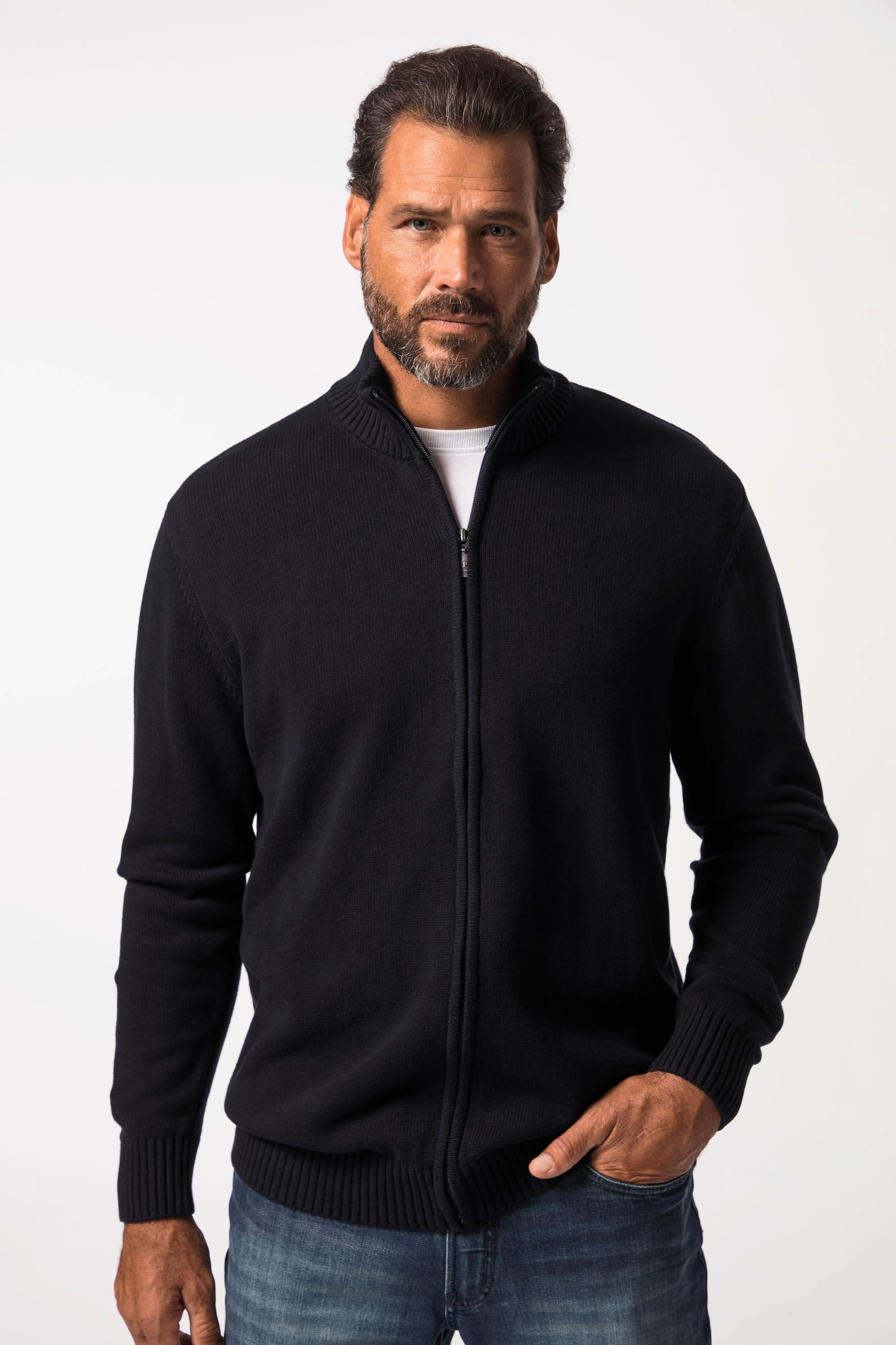 JP1880 Strickjacke, Stehkragen, Rippbündchen