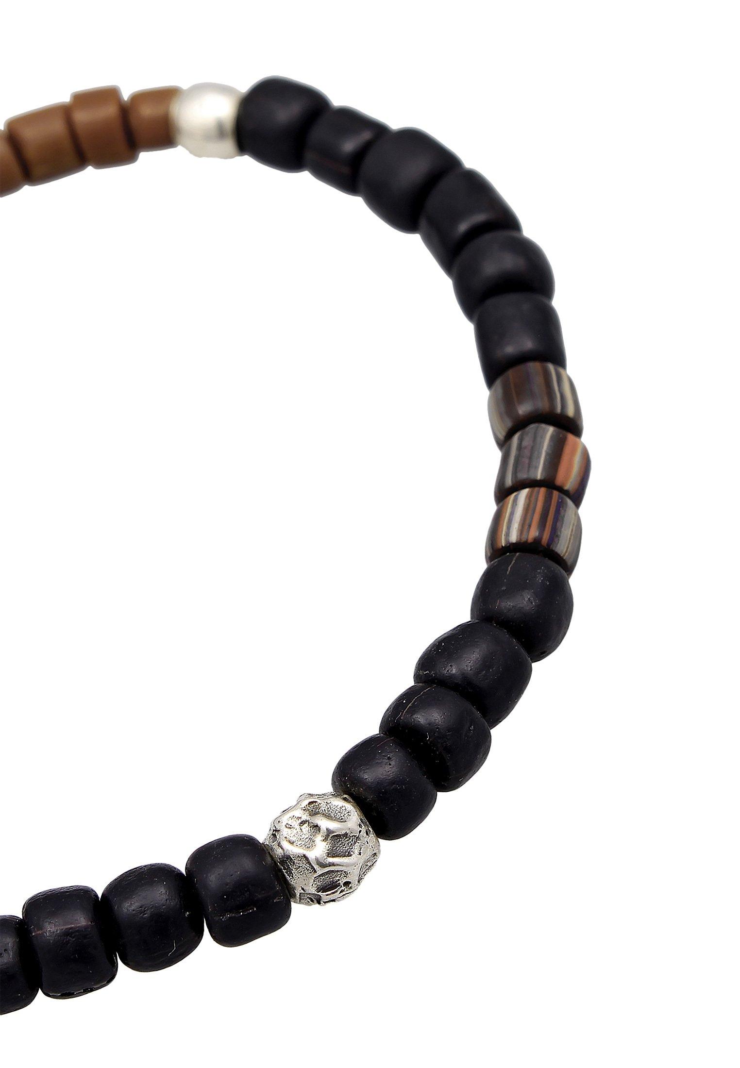 Kuzzoi Armband Glas Beads Schwarz-Blau 925 Silber