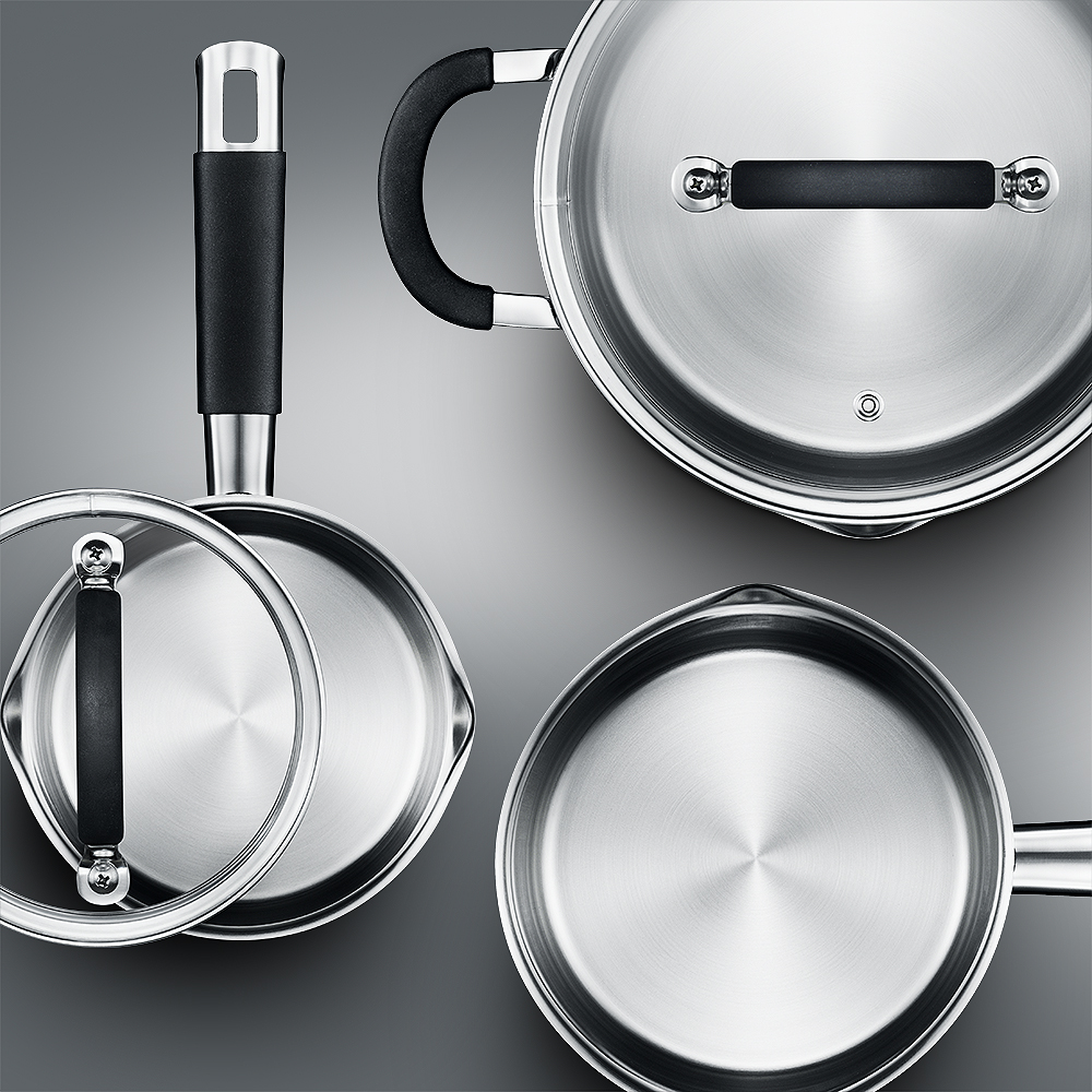 Anders Petter Backaryd Kastrullset 3 delar med glaslock