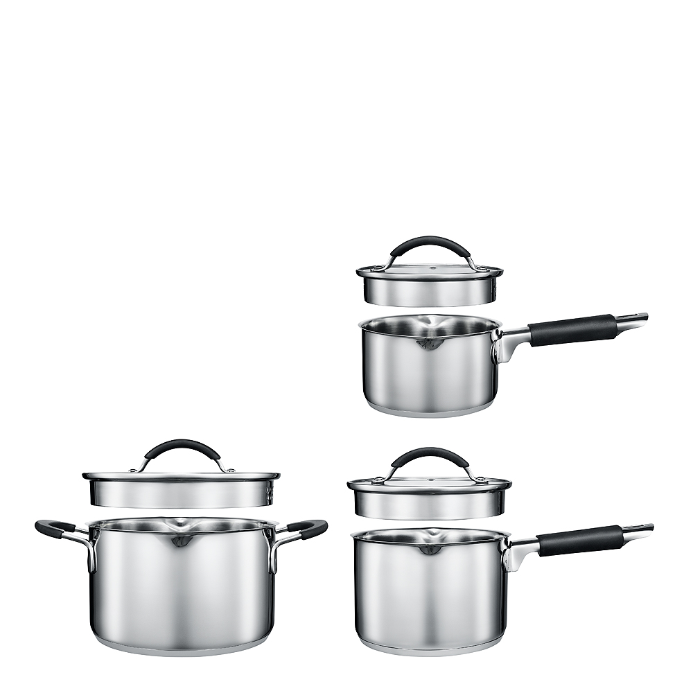 Anders Petter Backaryd Kastrullset 3 delar med glaslock