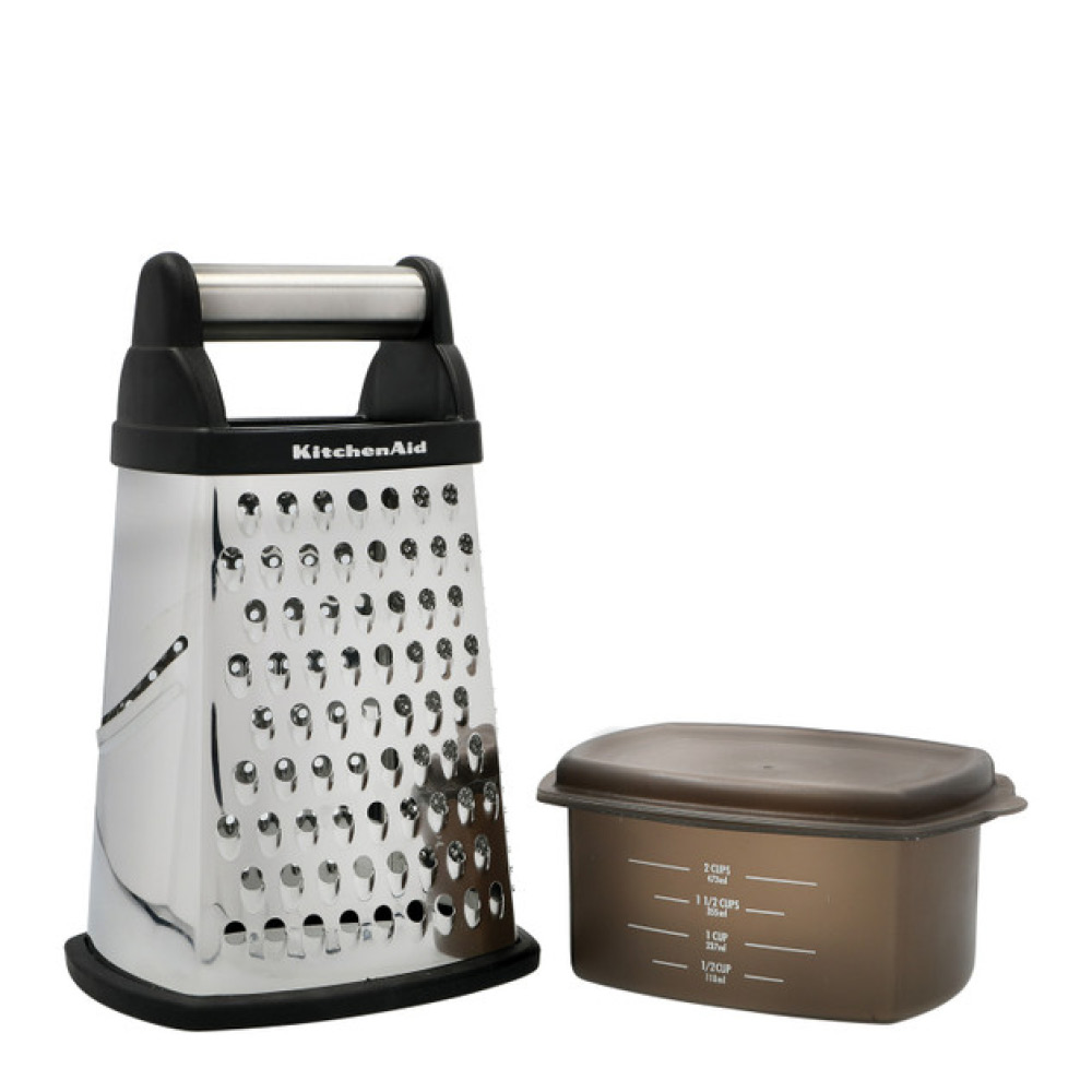 KitchenAid Core rivjärn med 4 sidor och behållare svart