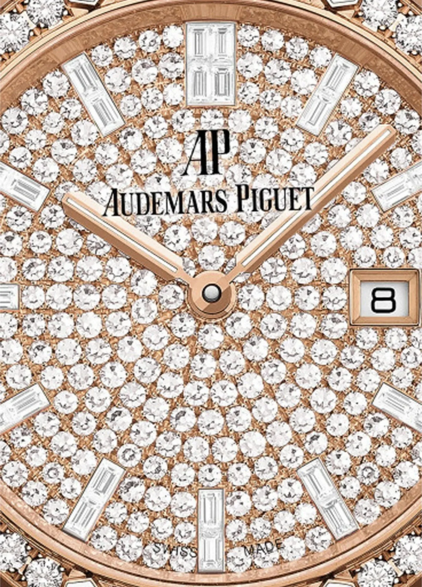 Audemars Piguet Royal Oak 33mm Quartz Rose Gold - Pave Diamond Dial, Case, Bezel and Bracelet (Ref# 67652OR.ZZ.1265OR.01)