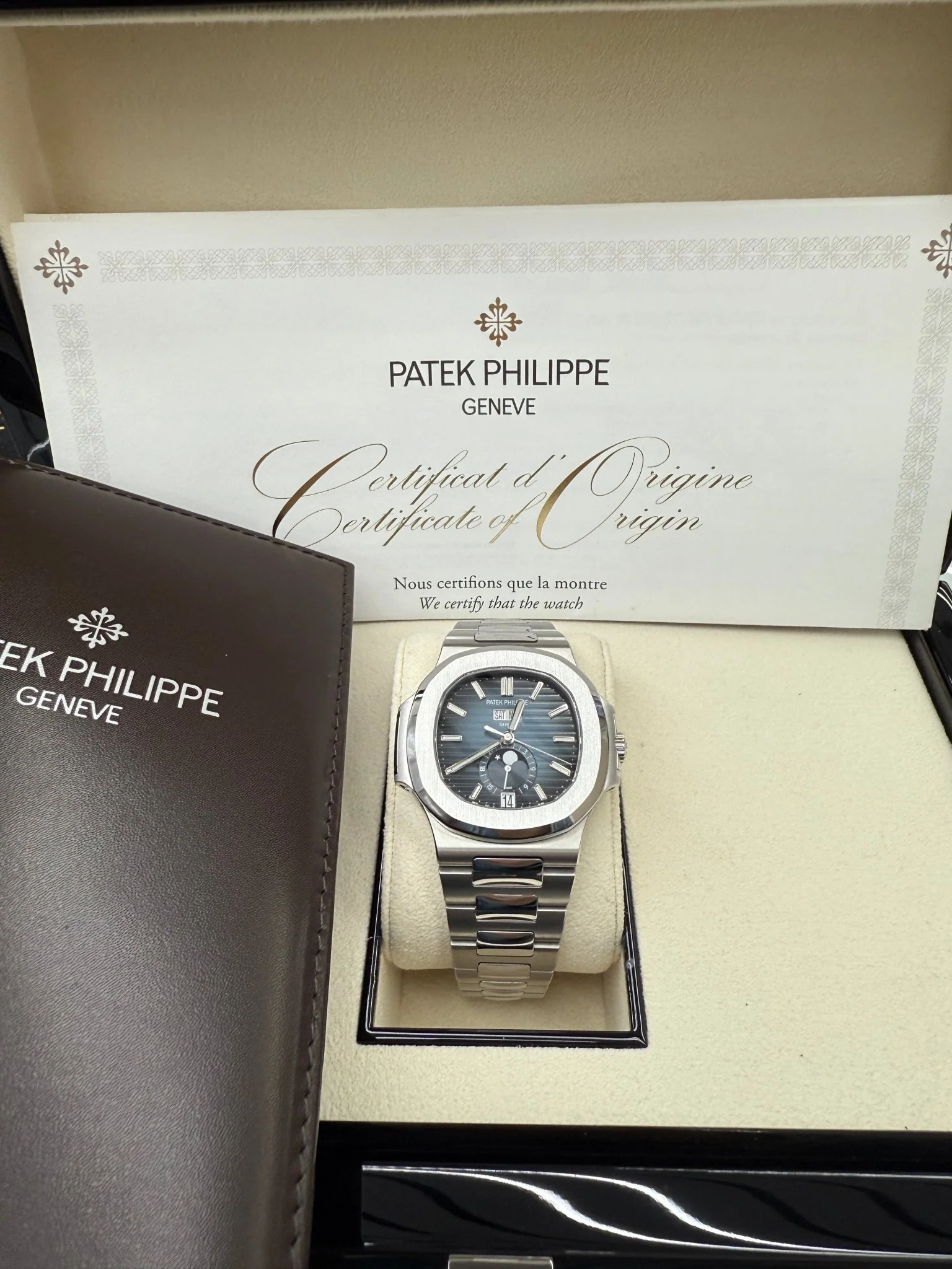 Patek Philippe Nautilus Annual Calendar Stainless Steel with Blue Dial/ Moon Phase (Ref#5726/1A-014)