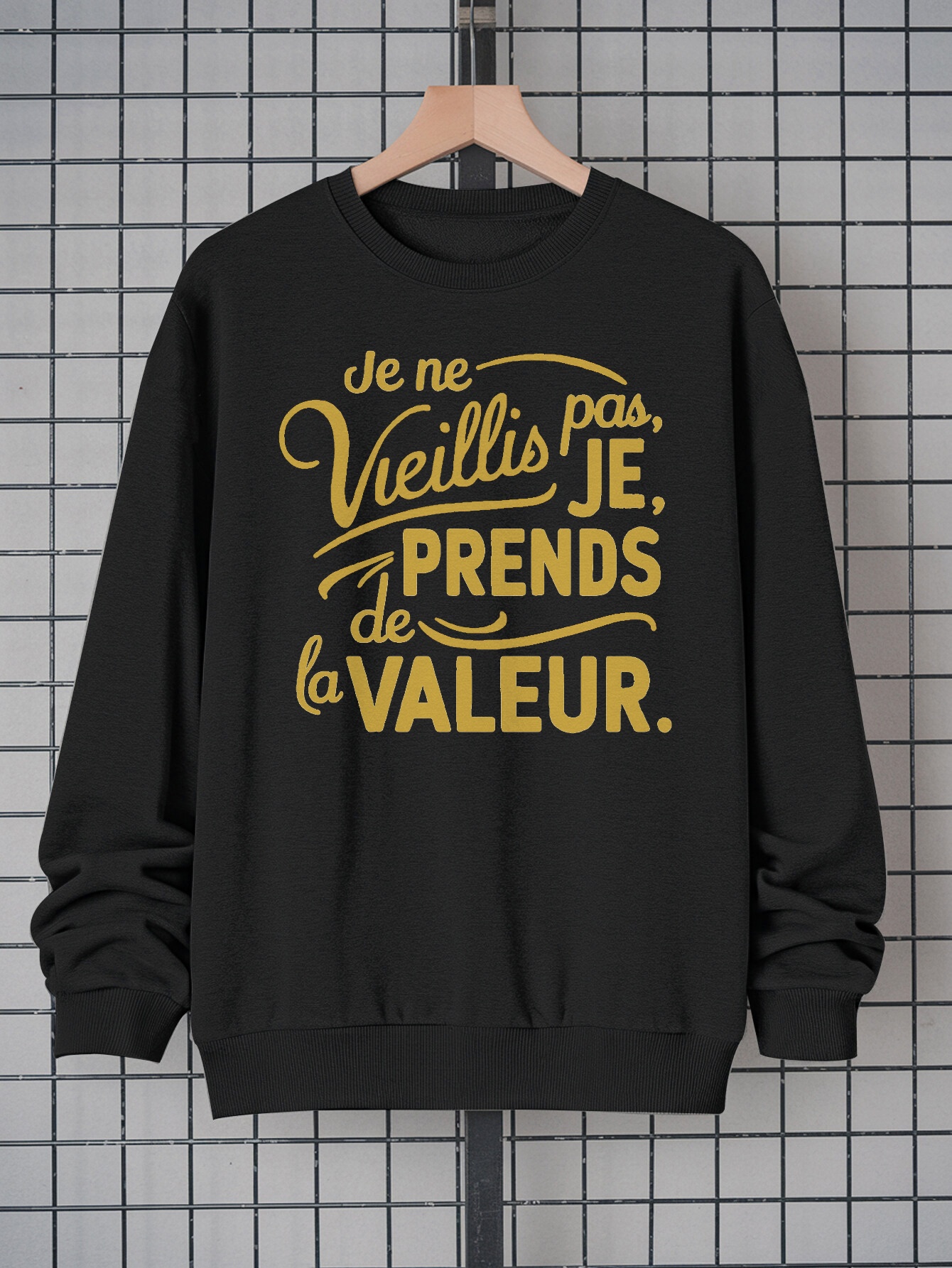 Men's Funny Meme Graphic Sweatshirt - Black Crew Neck Pullover with Hilarious American Humor Print |    Casual Streetwear, Machine Washable, Perfect Gag Gift for Friends, Trendy Everyday Top