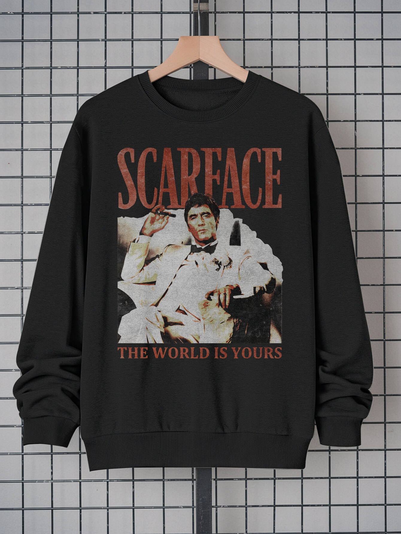 Men's Suit Print Graphic Sweatshirt - Funny Character Design Crew Neck Pullover |   100% Polyester Casual Streetwear |   Long Sleeve Top with Realistic Suit Print |   Soft, Durable, Machine Washable Fashion Sweatshirt