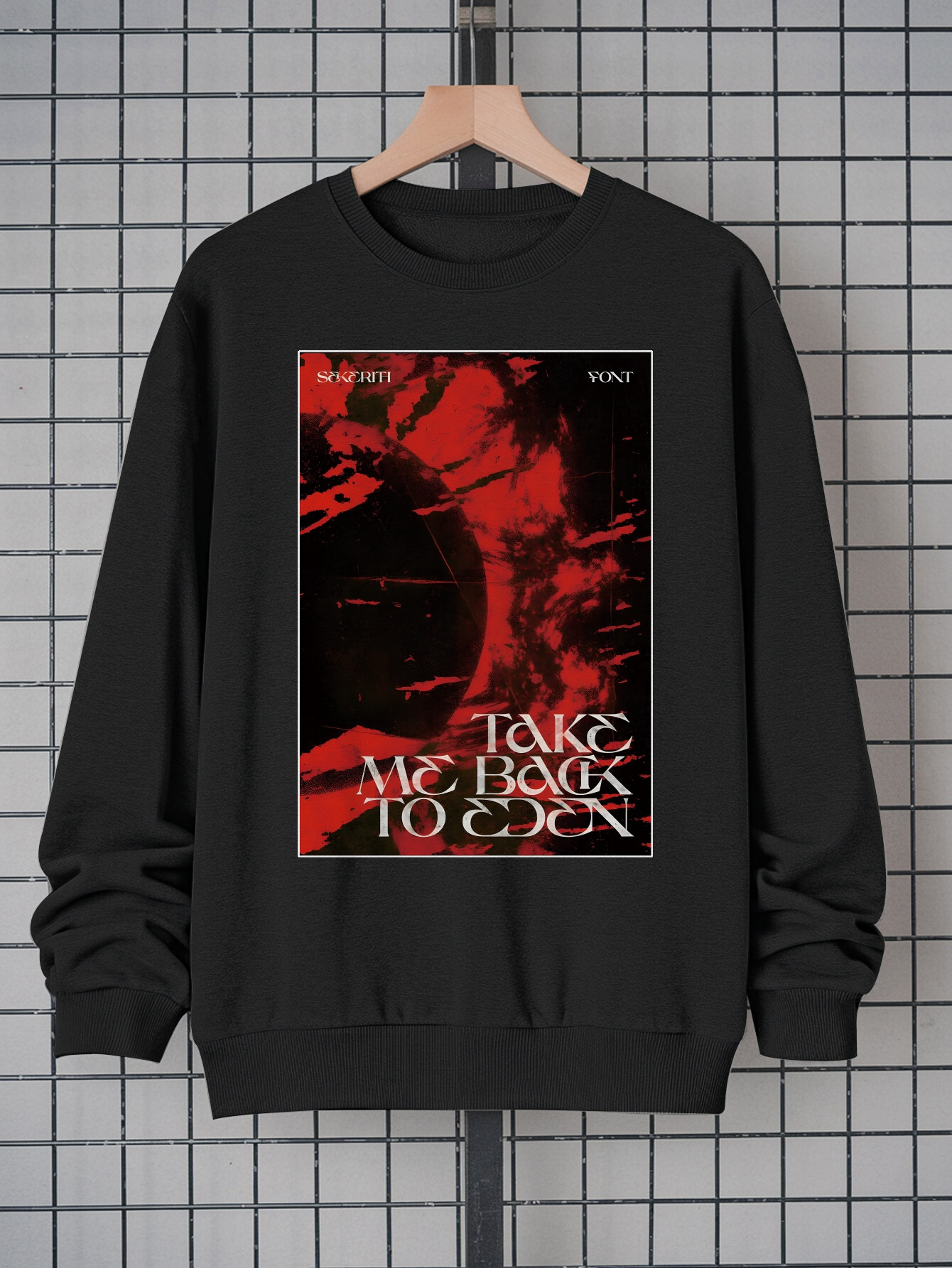 Men's SEKORITHFONT Graphic Sweatshirt - Casual Streetwear Long Sleeve Crew Neck Pullover |   100% Polyester, Soft & Durable, Machine Washable Fashion Sweatshirt