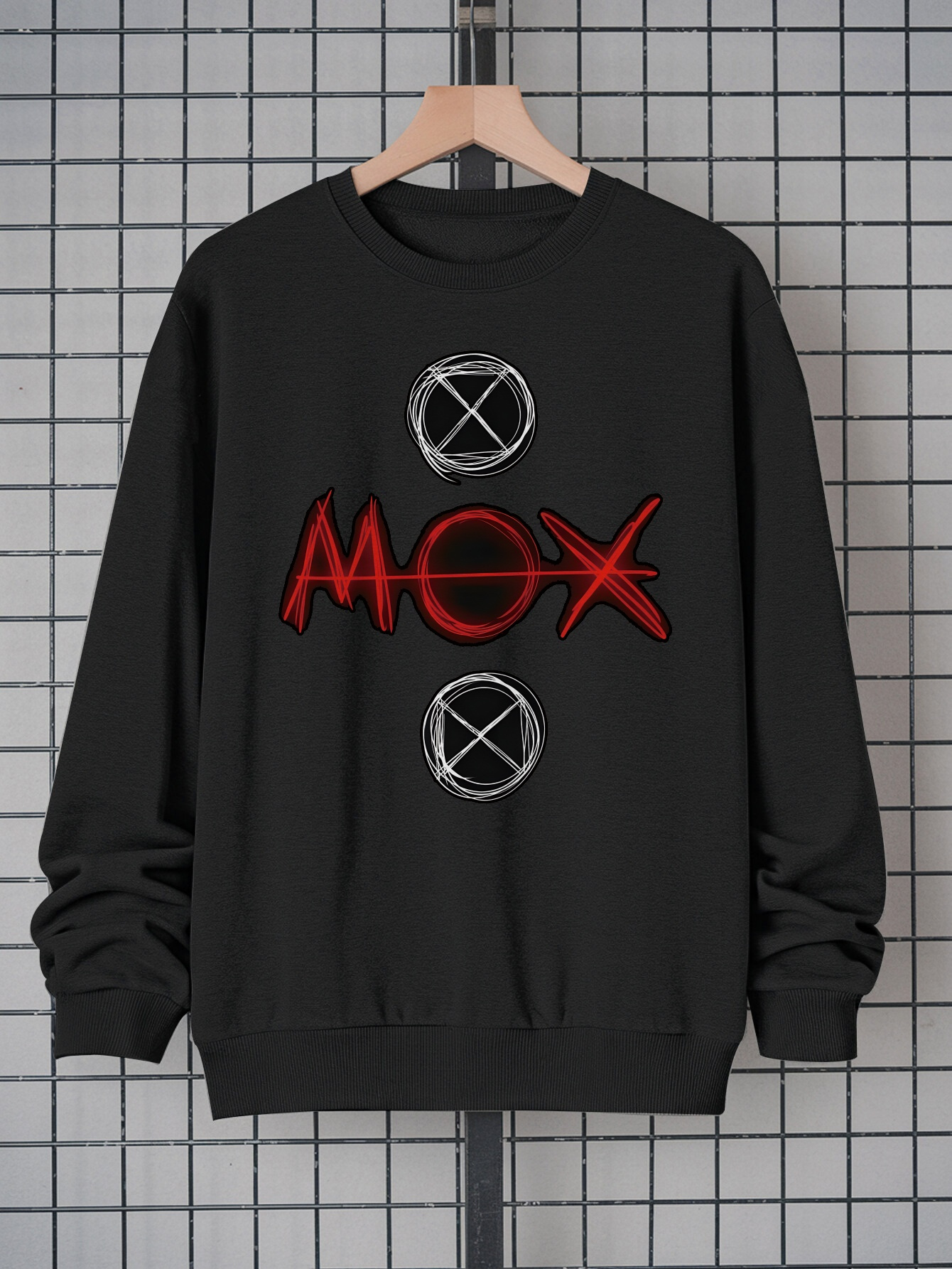 Men's Black Graphic Sweatshirt - Bold Red 
