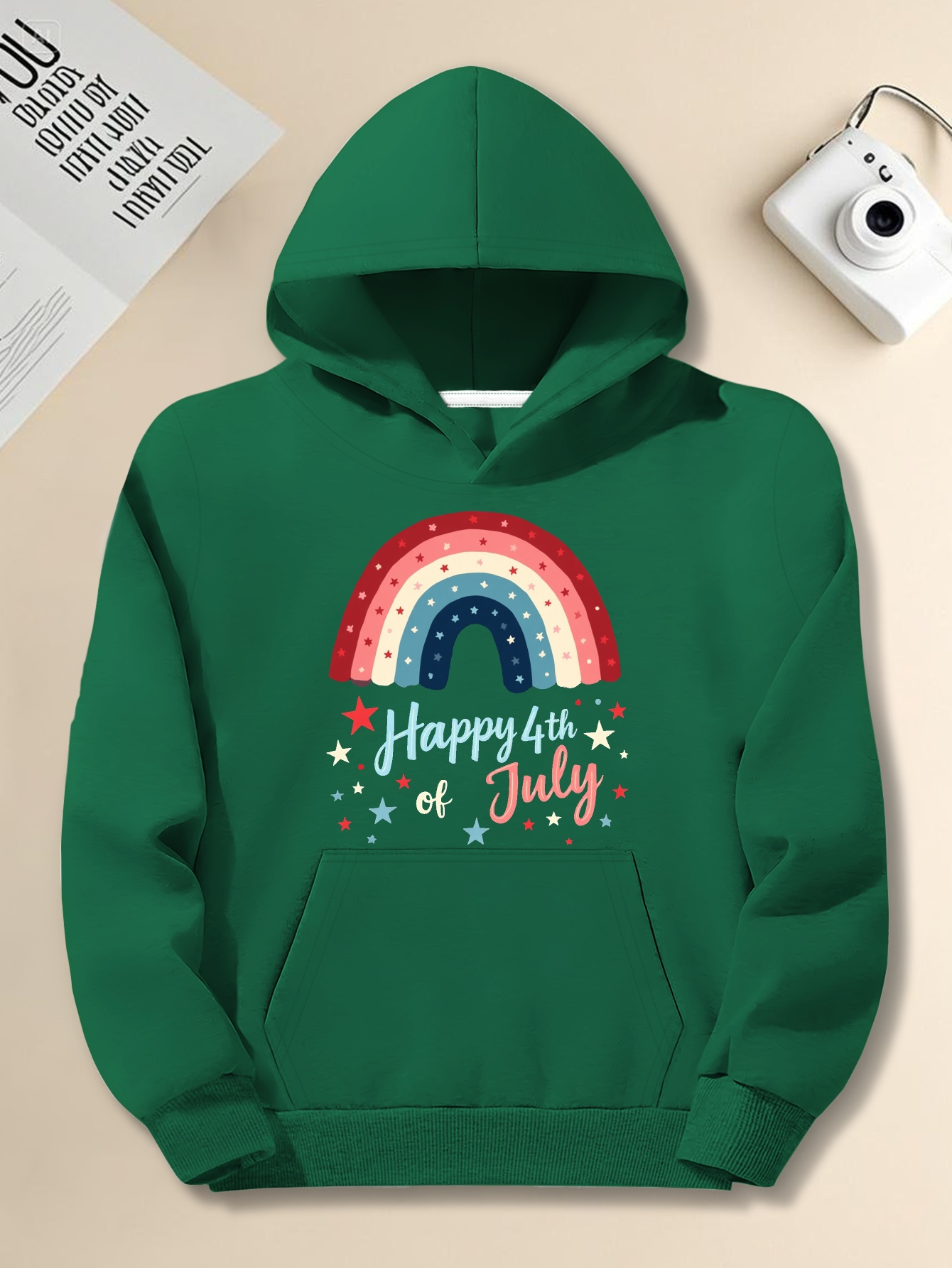Men's Plus Size 4th of July Hoodie - Black Independence Day Sweatshirt with Rainbow Patriotic Graphic |   Loose Fit Pullover for Parade, BBQ, Fireworks, Machine Washable