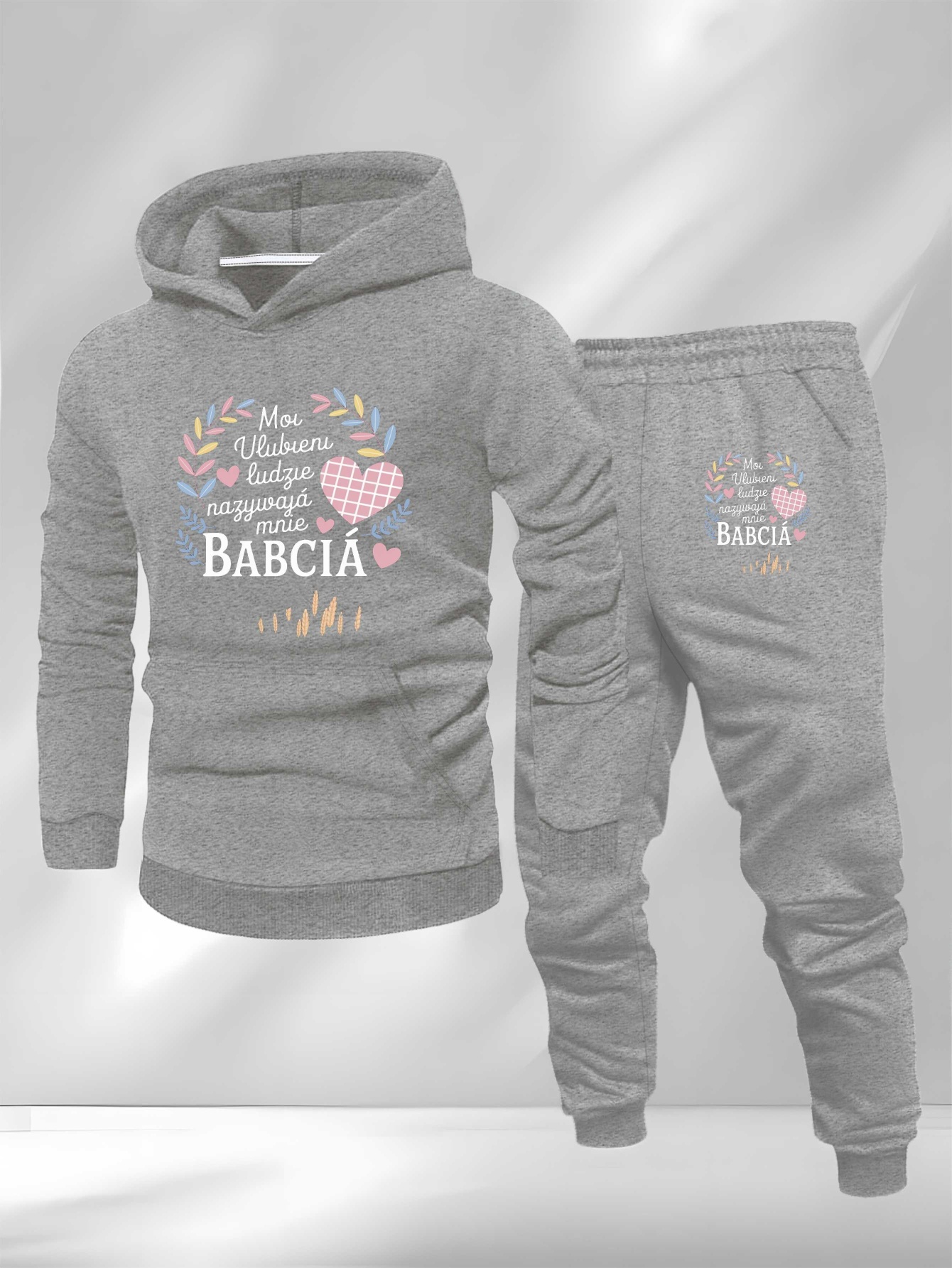 Grandmother Playful Polish Quote Grandma Large Size Men's Sweatshirt Suit, Plus Size, Lounge Clothing, Comfortable Apparel, Graphic Sweatshirt, Humorous Quote, Machine Washable, Easy Care, Oversized Fit, Men's Loungewear, Casual Fashion, Novelty