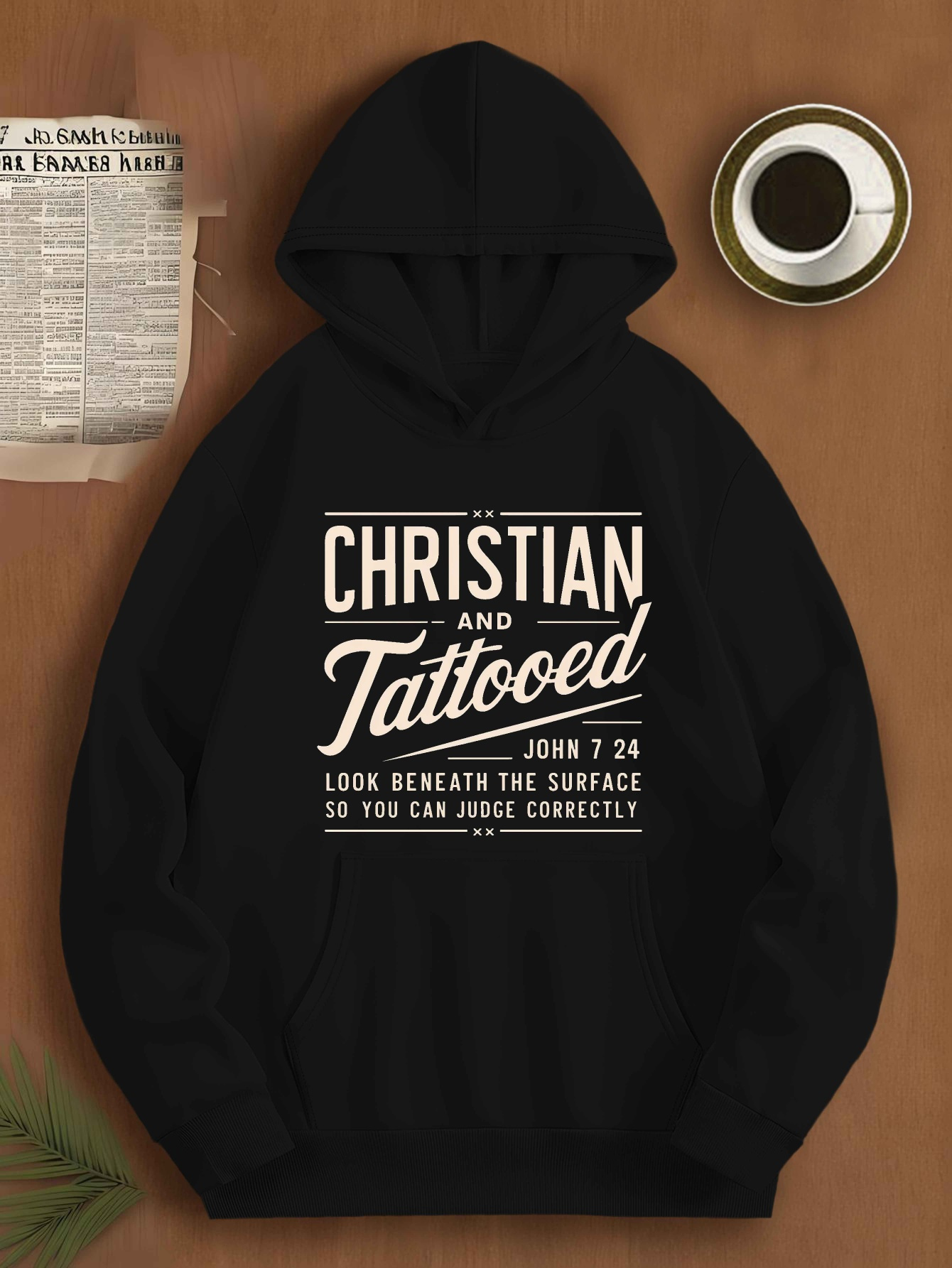 CHRISTIAN AND TATTOOED JPH-9 Plus Size Men's Hooded Sweatshirt - Vibrant Red Bold Statement Print, Relaxed Fit Casual Pullover, Machine Washable, PLUS SIZE