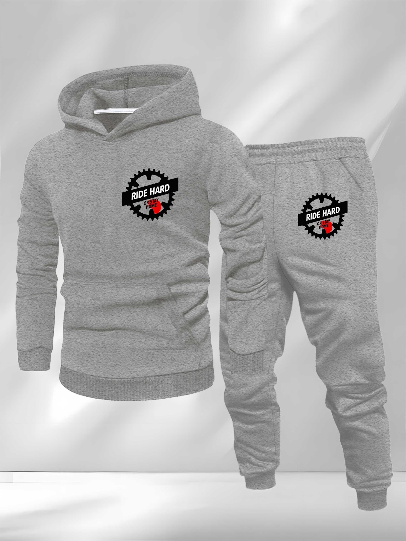 Ride Hard Or Stay Home Gear Large Size Men's Sweatshirt Suit, Plus Size, Lounge Clothing, Casual Wear, Oversized Fit, Durable Material, Breathable Fabric, Unisex Style, Cozy Loungewear, Big And Tall Men, Streetwear Lovers