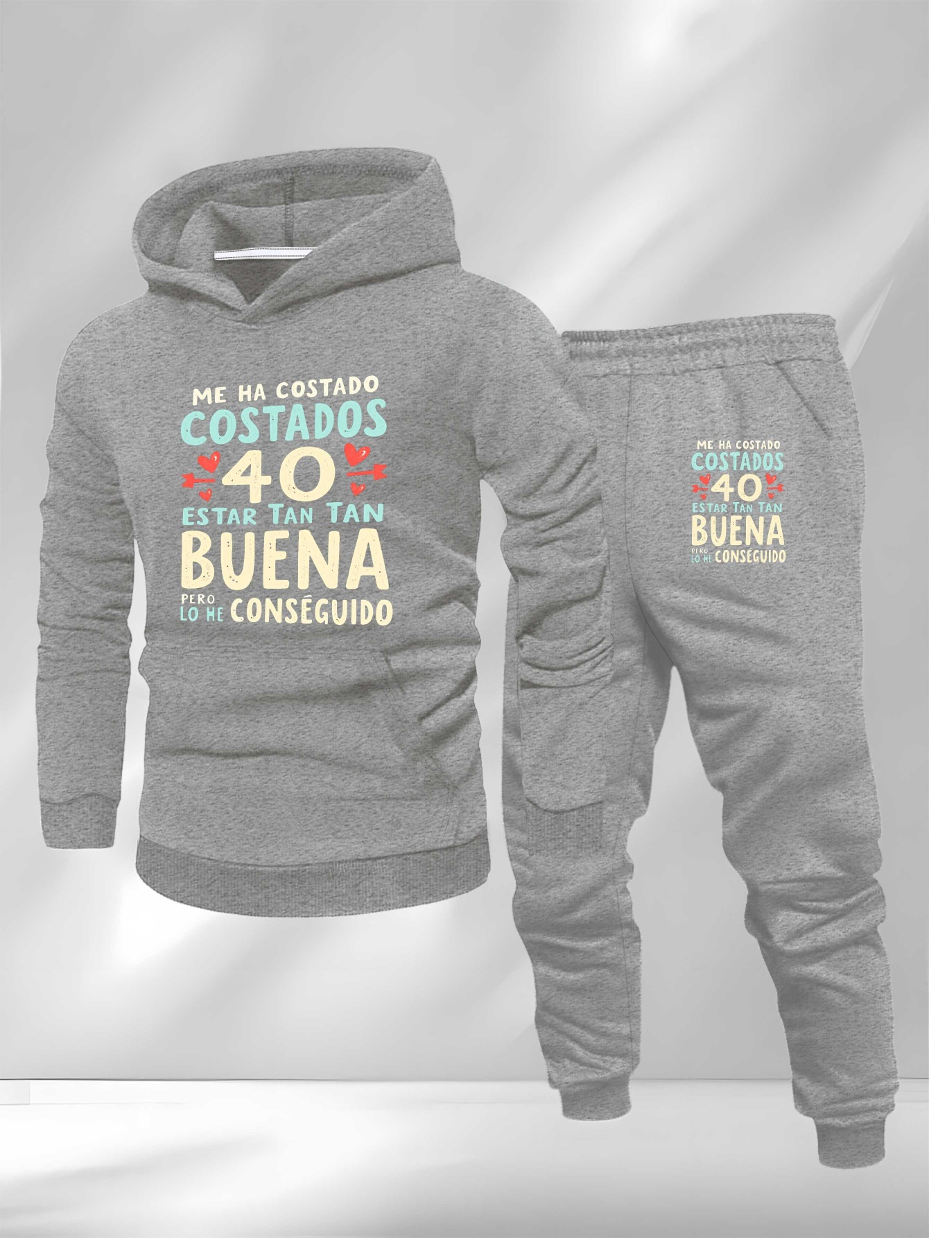 Funny Spanish Quote 40 Years Achieved Large Size Men's Sweatshirt Suit, Plus Size, Lounge Clothing, Relaxed Fit, Humorous Design, Trendy Style, Comfortable Material, Men's Loungewear, Funny Gift Idea