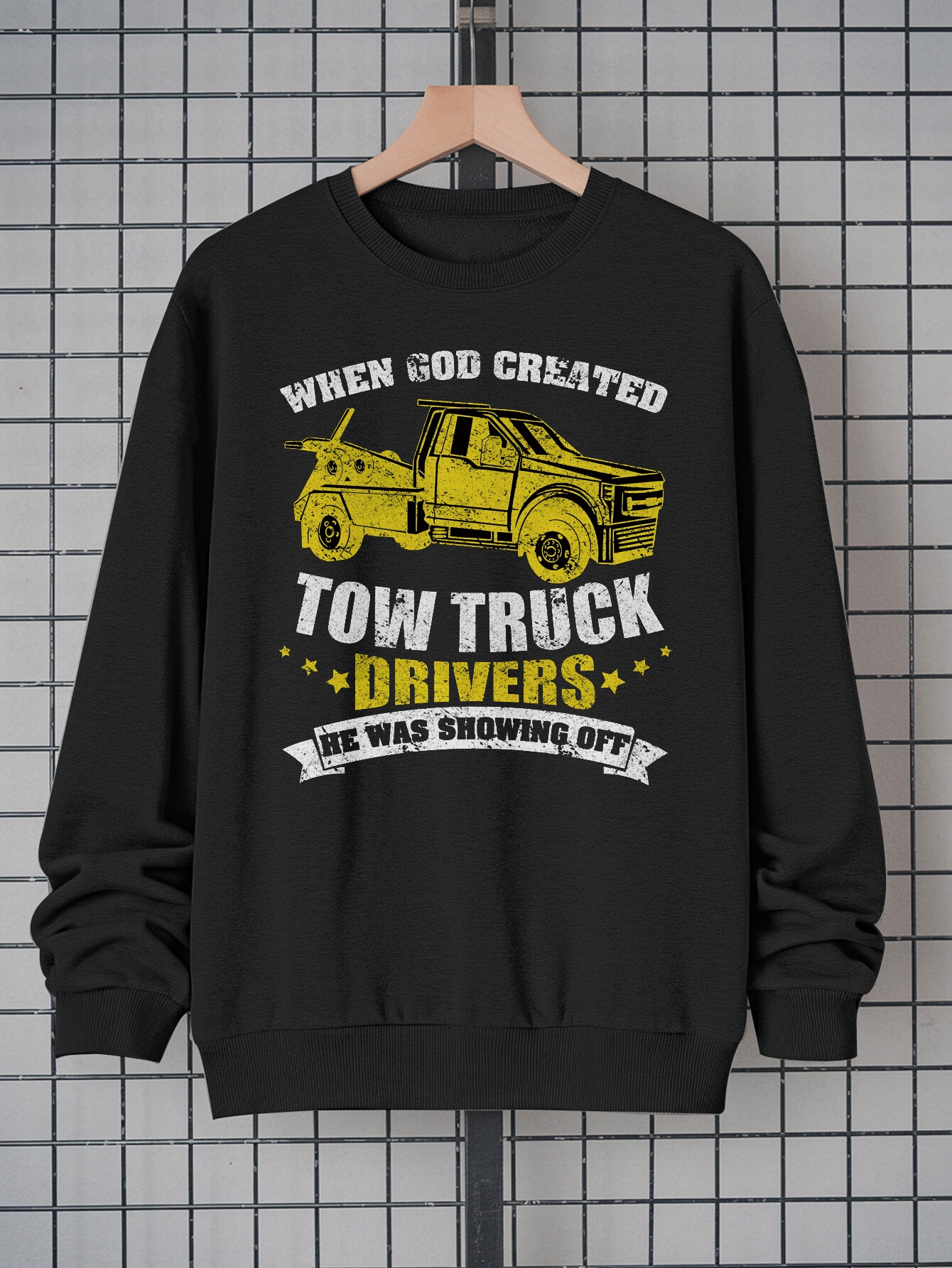 Men's Black Tow Truck Driver Sweatshirt - 