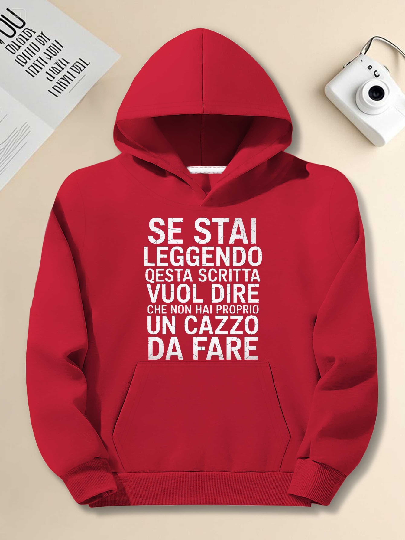 Men's Plus Size Hoodie - Funny Italian Quote Sweatshirt |   Black Loose Fit Pullover, Non-Stretch Fabric, Casual Streetwear & Everyday Wear, Machine Washable, Relaxed Urban Style