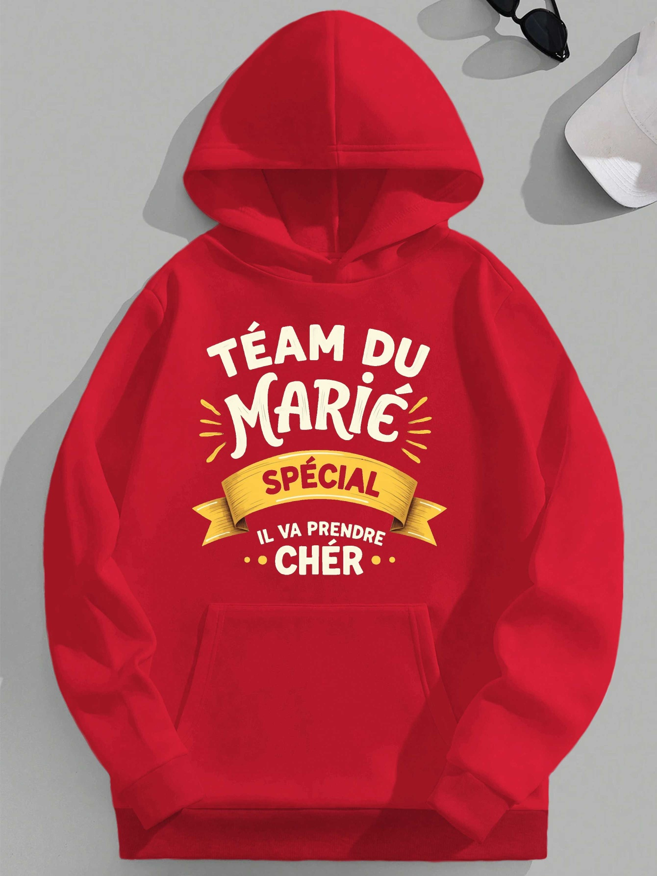 Plus Size Men's Red Hooded Sweatshirt - 