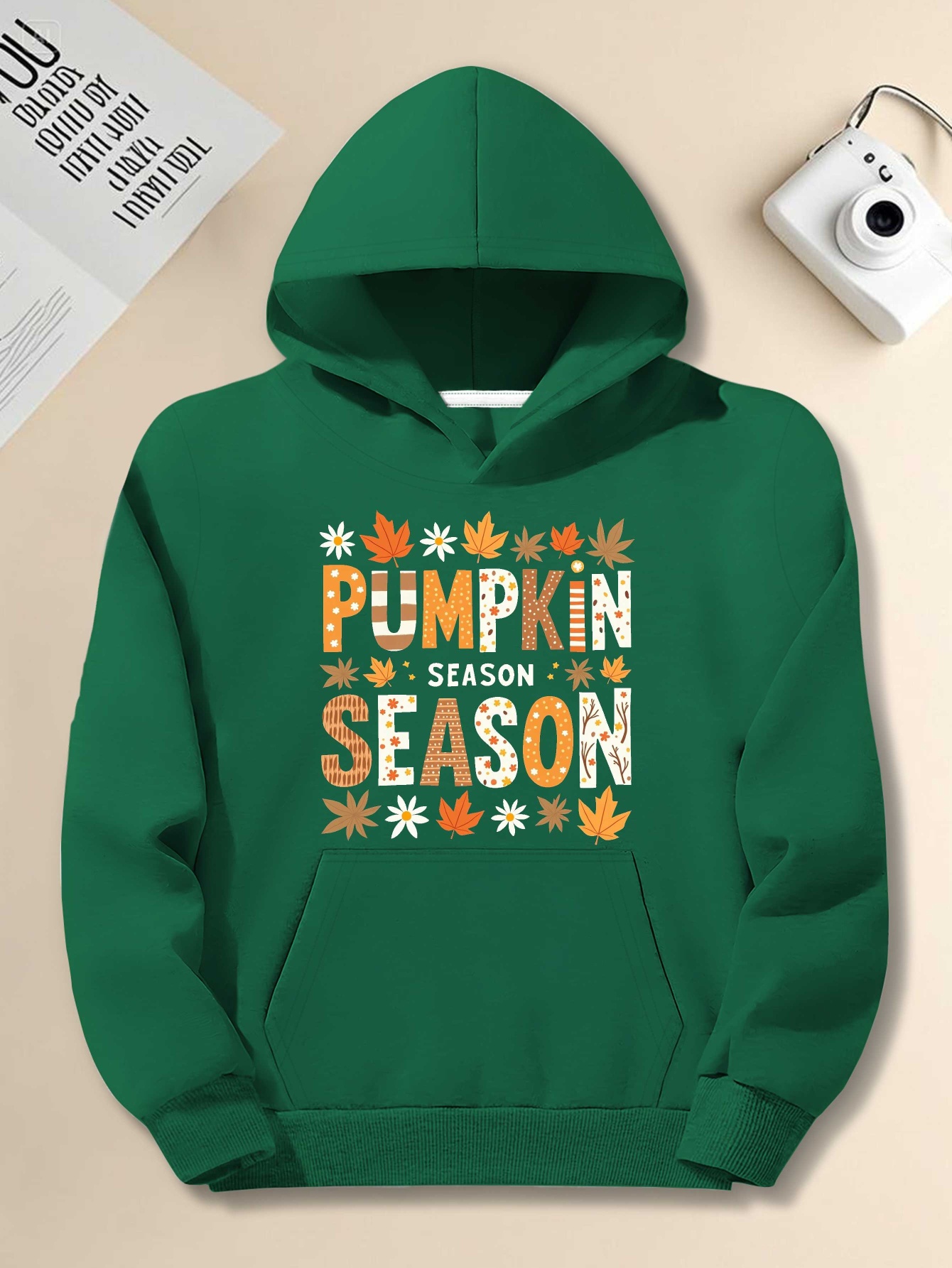 Men's Plus Size Pumpkin Season Hoodie - Autumn Graphic Pullover, Loose Fit Long Sleeve Sweatshirt for Fall, Thanksgiving & Halloween Outfits, Casual Streetwear, Machine Washable