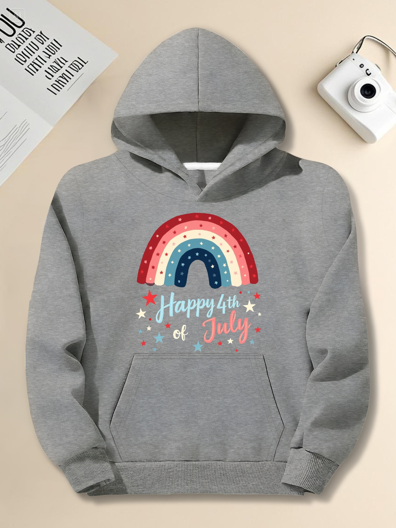 Men's Plus Size 4th of July Hoodie - Black Independence Day Sweatshirt with Rainbow Patriotic Graphic |   Loose Fit Pullover for Parade, BBQ, Fireworks, Machine Washable