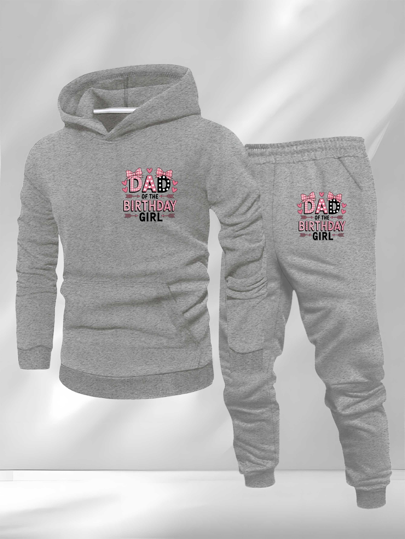 hearts Dad Large size Men's sweatshirt suit, PLUS SIZE, Comfortable Attire, Lounge Clothing, Geometric Pattern, Streetwear Style, Soft Texture, Durable Material, Men'S Loungewear, Big And Tall Men, Casual Dressers