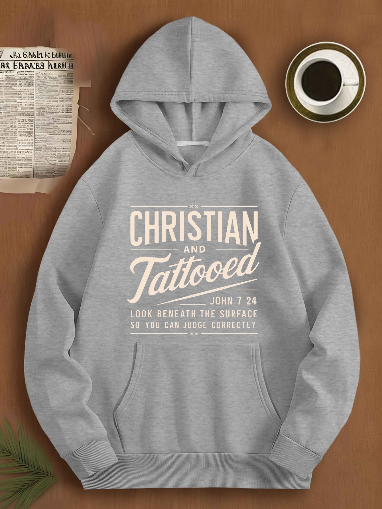 CHRISTIAN AND TATTOOED JPH-9 Plus Size Men's Hooded Sweatshirt - Vibrant Red Bold Statement Print, Relaxed Fit Casual Pullover, Machine Washable, PLUS SIZE