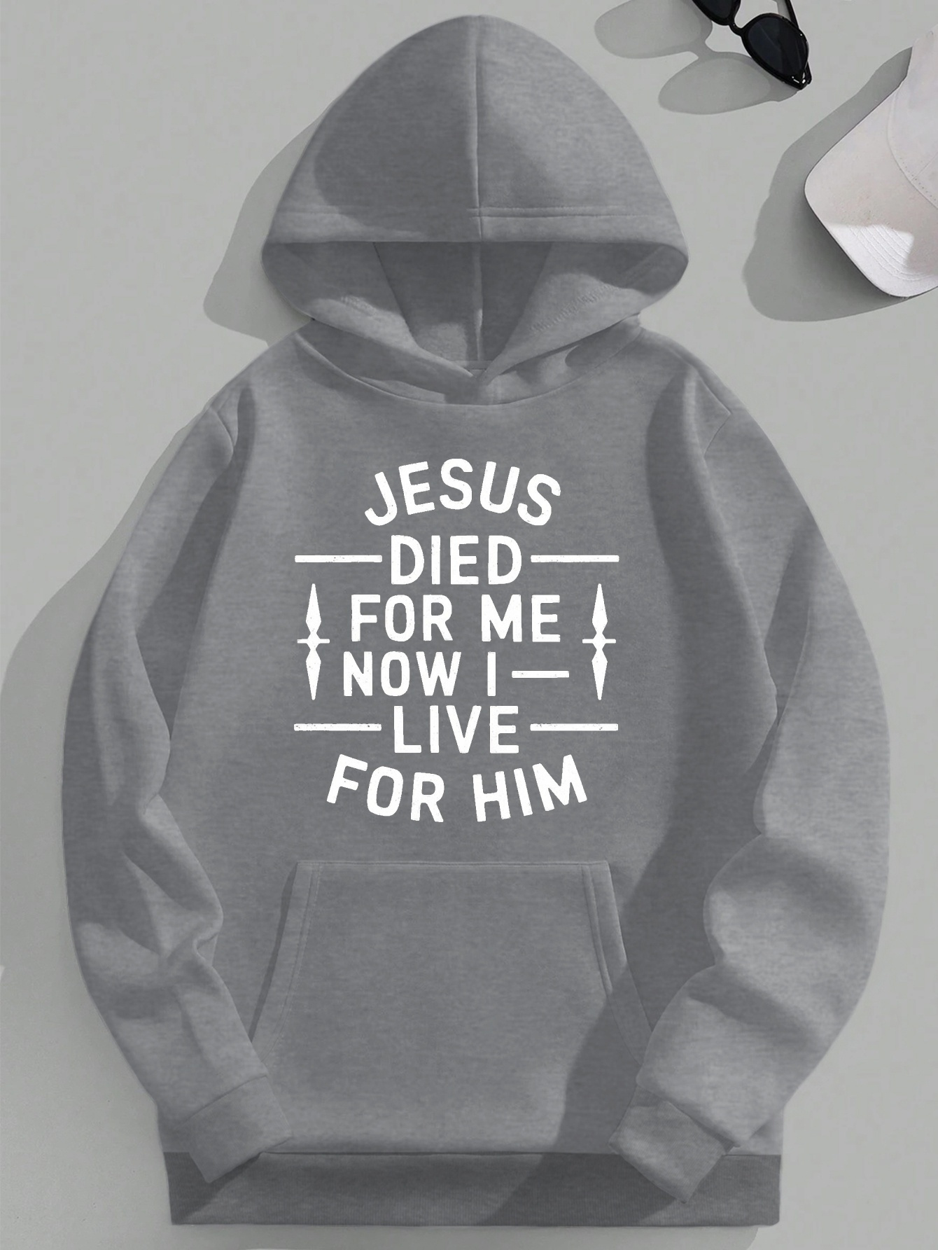 For Him Jesus Jph-9 Plus Size Men's Hooded Sweatshirt - Green Christian Graphic Print 