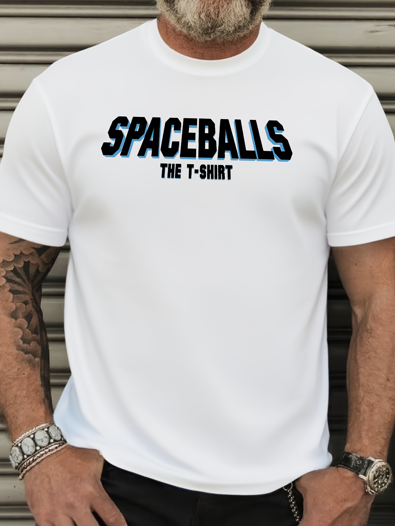 Men's Big & Tall Casual Streetwear T-Shirt - Vibrant Purple Spaceballs Graphic Tee with Bold Letter Print, 100% Polyester, Lightweight 180gsm, Machine Washable Summer Short Sleeve Round Neck Top, PLUS SIZE