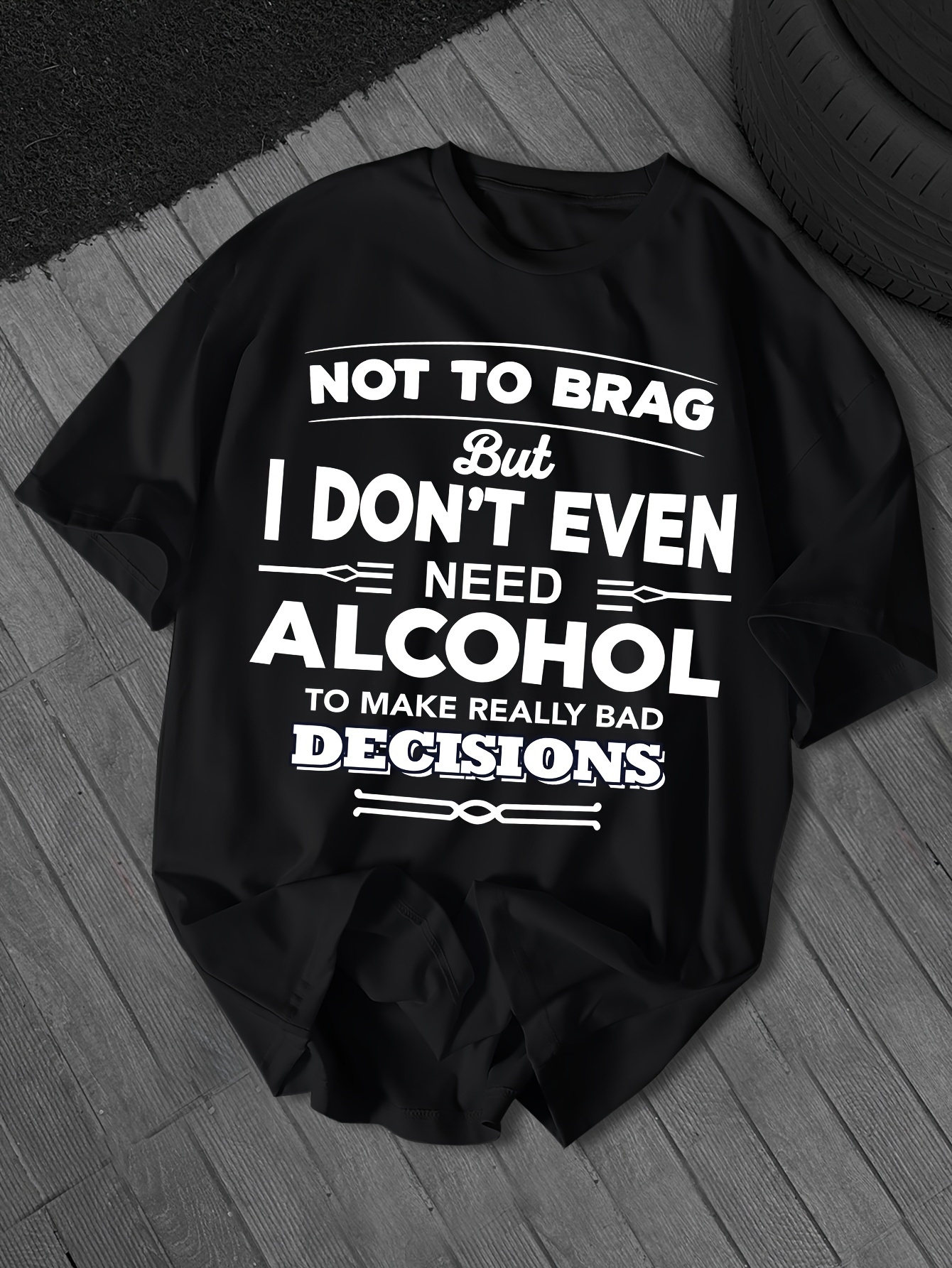 Plus Size Round Neck Men's Casual Short Sleeve T-Shirt with Letter Print, PLUS SIZE