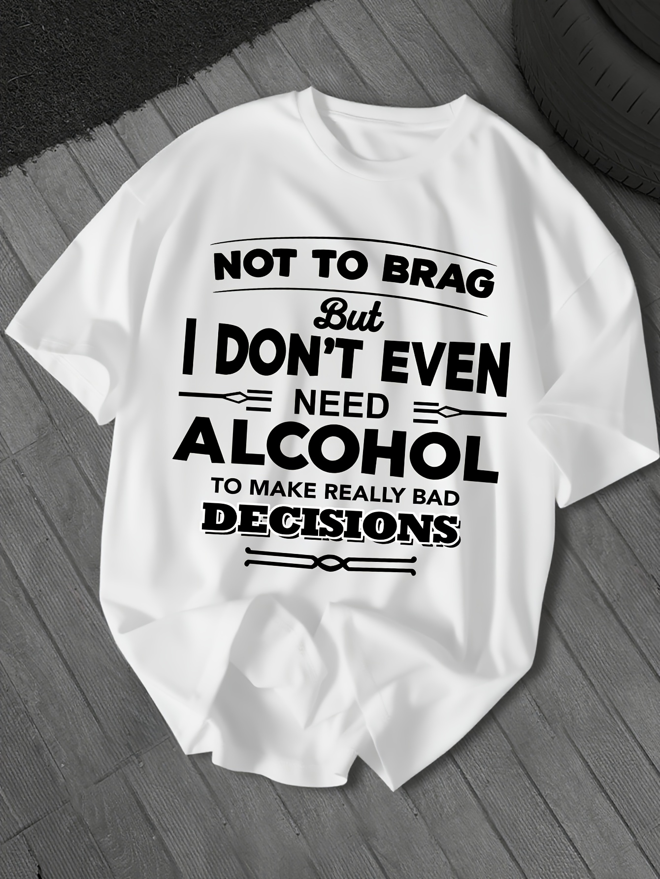 Plus Size Round Neck Men's Casual Short Sleeve T-Shirt with Letter Print, PLUS SIZE