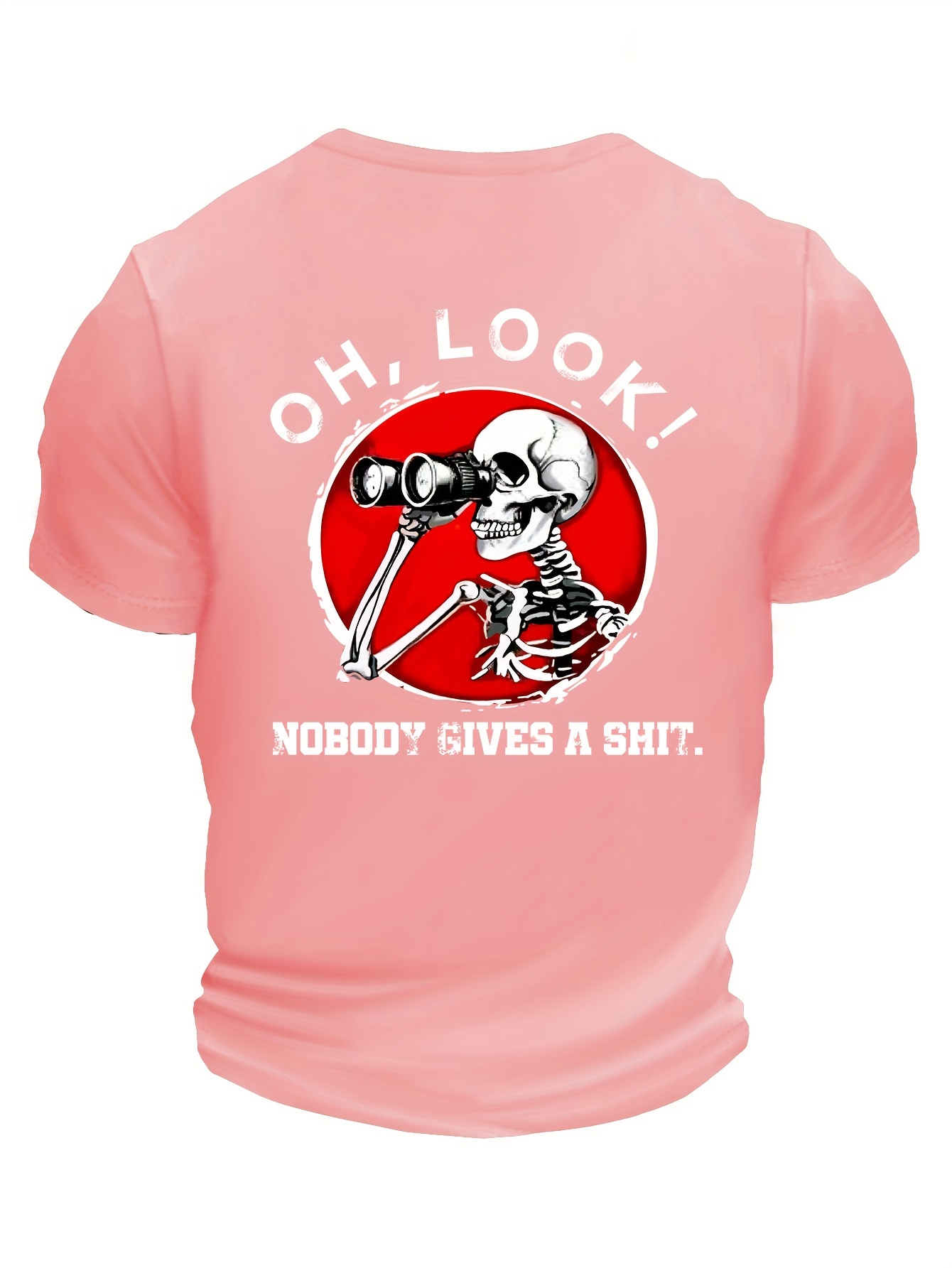 Mens Plus Size Casual Crew Neck T-Shirt with Skull Print & Slogan - Polyester Knit Fabric, Medium Stretch, Regular Fit, All-Season Adult Tee