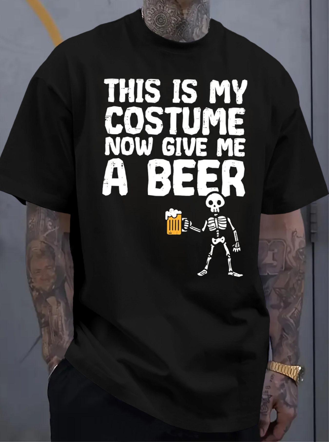Men's Plus Size Funny Beer & Costume T-Shirt - 