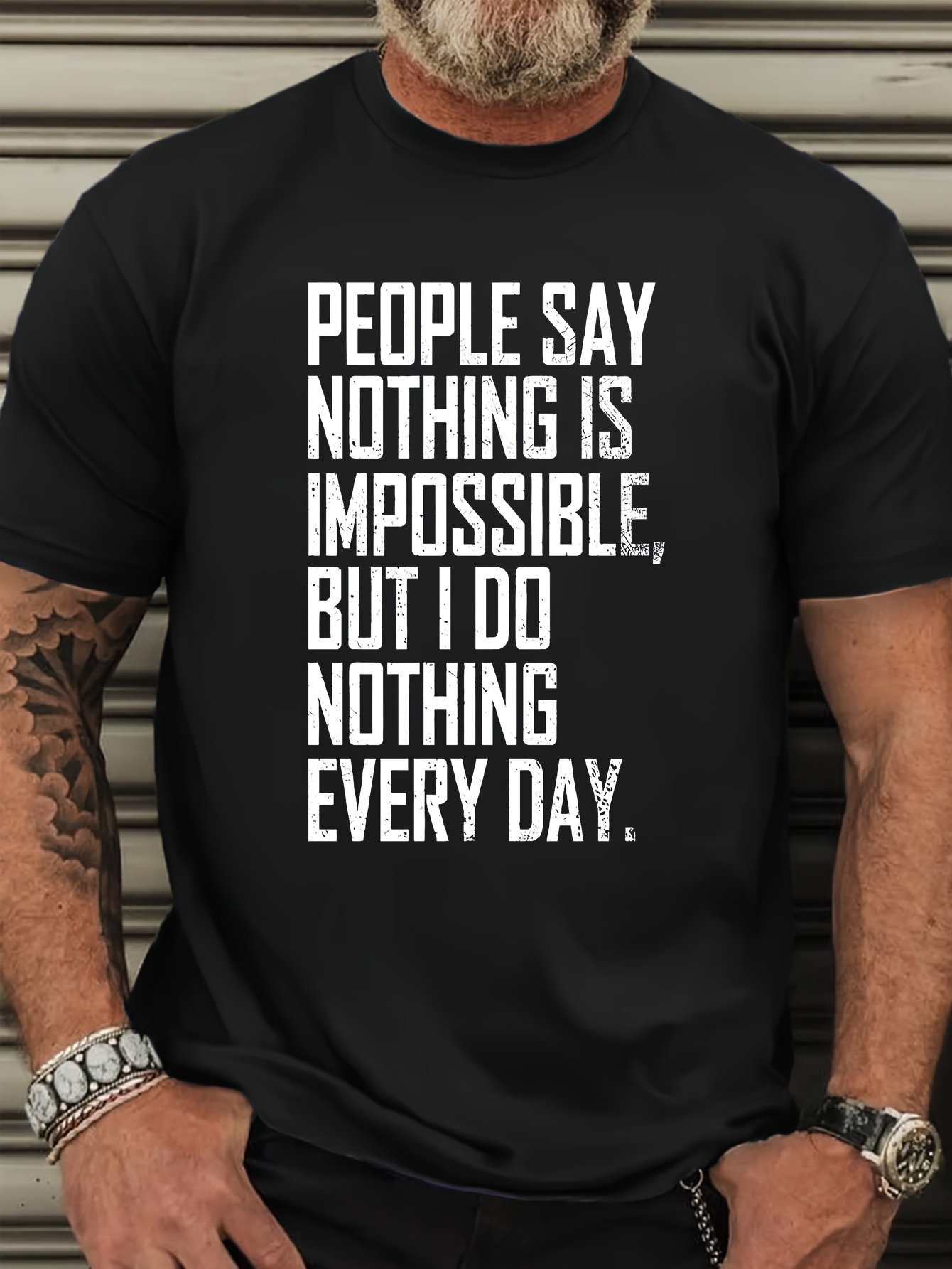 Men's Oversized Funny Slogan T-Shirt - 