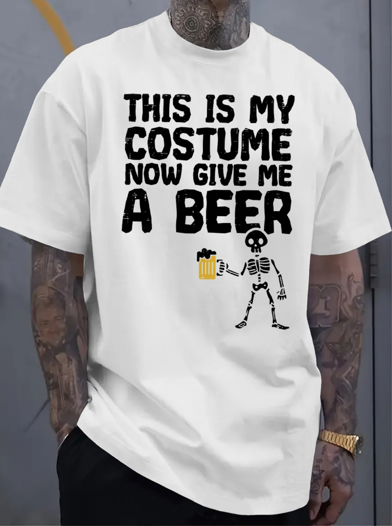 Men's Plus Size Funny Beer & Costume T-Shirt - 