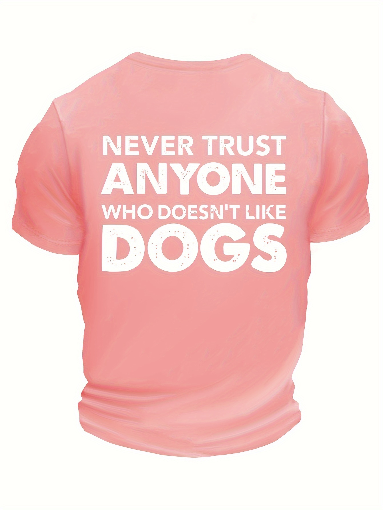 Plus Size Casual Crew Neck T-Shirt for Men with Dog Lover Slogan, Polyester Knit Fabric, Regular Fit, Short Sleeve Tee for Spring/Summer/Fall - Slight Stretch