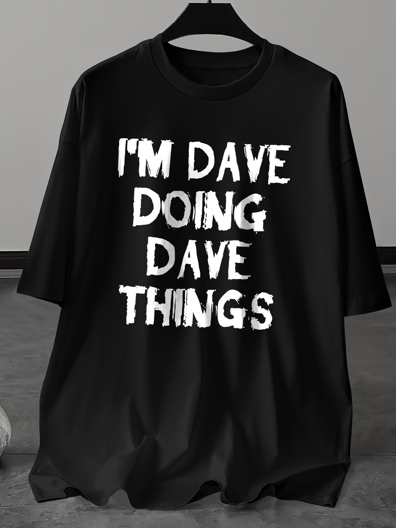1m Dave Doing Dave Things Print Plus Size Men's Casual Short Sleeve T-Shirt, Crew Neck, Summer, Machine Washable