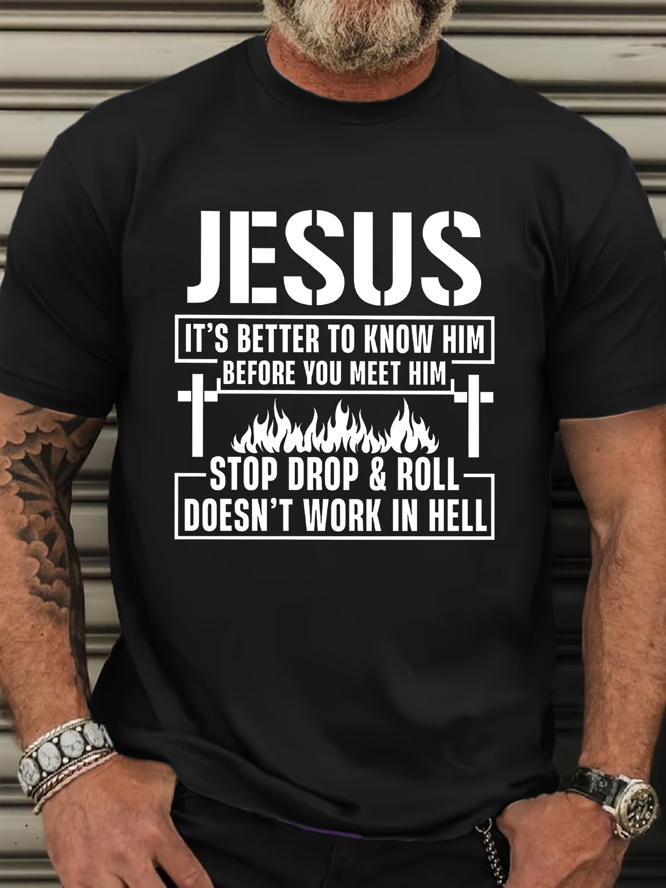 Men's Plus Size Jesus Religious Statement T-Shirt - 