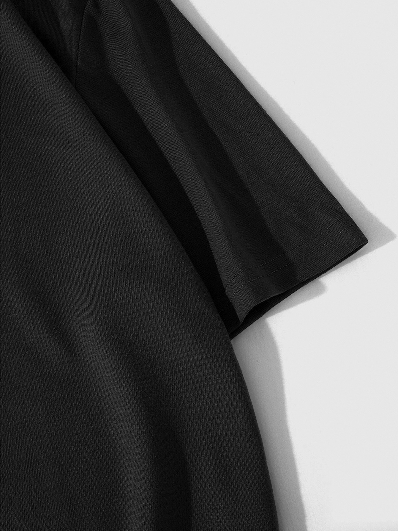 Men's Plus Size Oversized Fit Short Sleeve T-Shirt - Black with White 