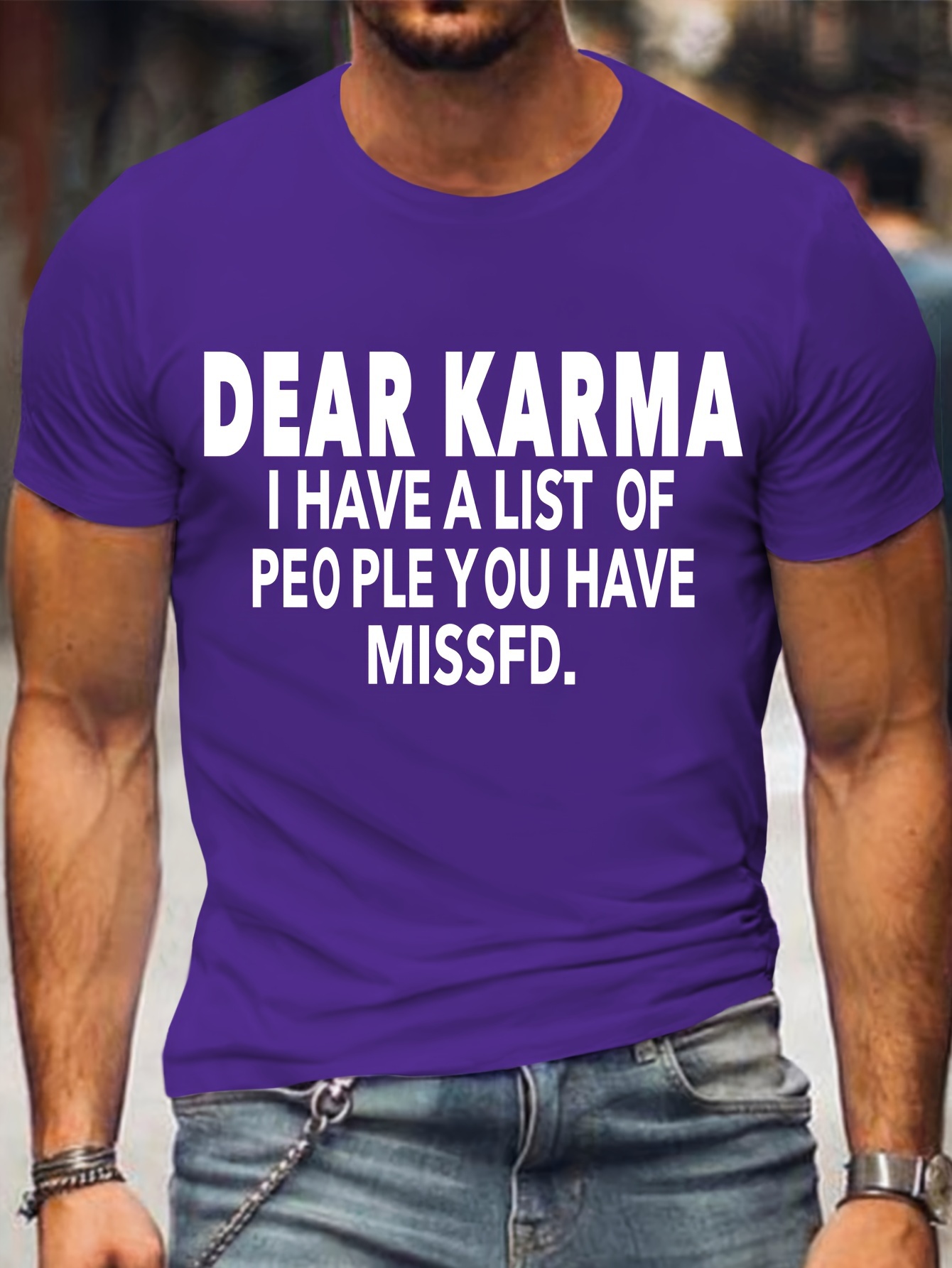 Men's Plus Size Casual T-Shirt with Slogan Print - Round Neck, Short Sleeve, Breathable Polyester - Machine Washable, Plus Size