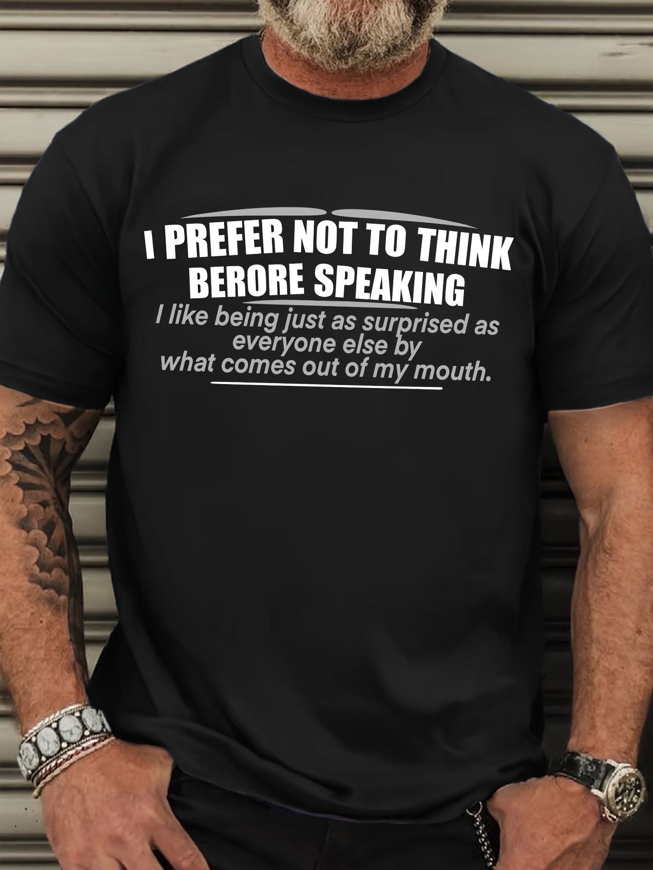 Plus Size Men's Casual Crew Neck T-Shirt - 100% Polyester, Slight Stretch, Knit Fabric, Regular Fit with Humorous Slogan - Suitable for Spring/Summer/Fall - Perfect for Men - Comfortable Everyday Wear - Great Gift for Birthdays or Casual Occasions