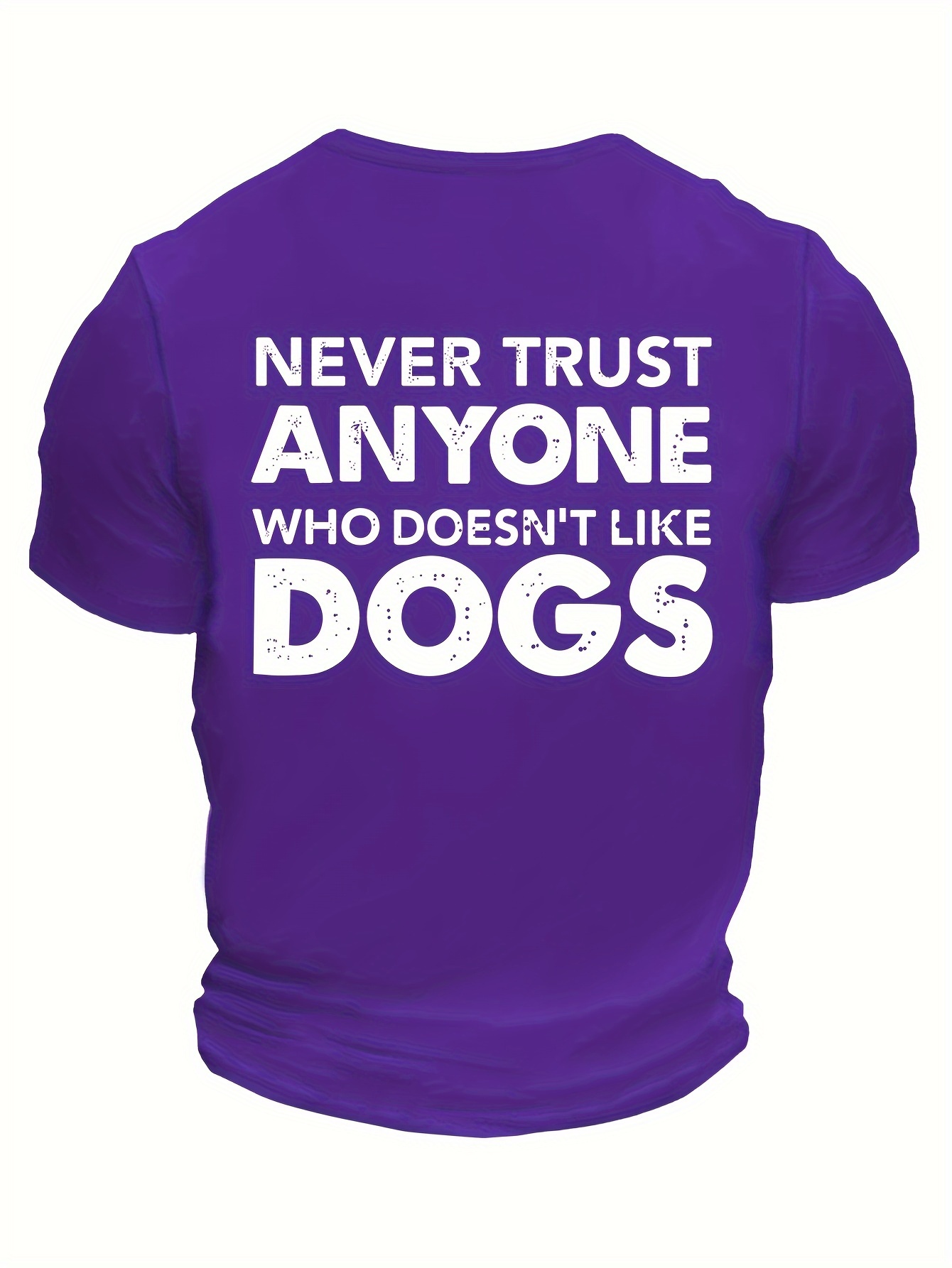 Plus Size Casual Crew Neck T-Shirt for Men with Dog Lover Slogan, Polyester Knit Fabric, Regular Fit, Short Sleeve Tee for Spring/Summer/Fall - Slight Stretch